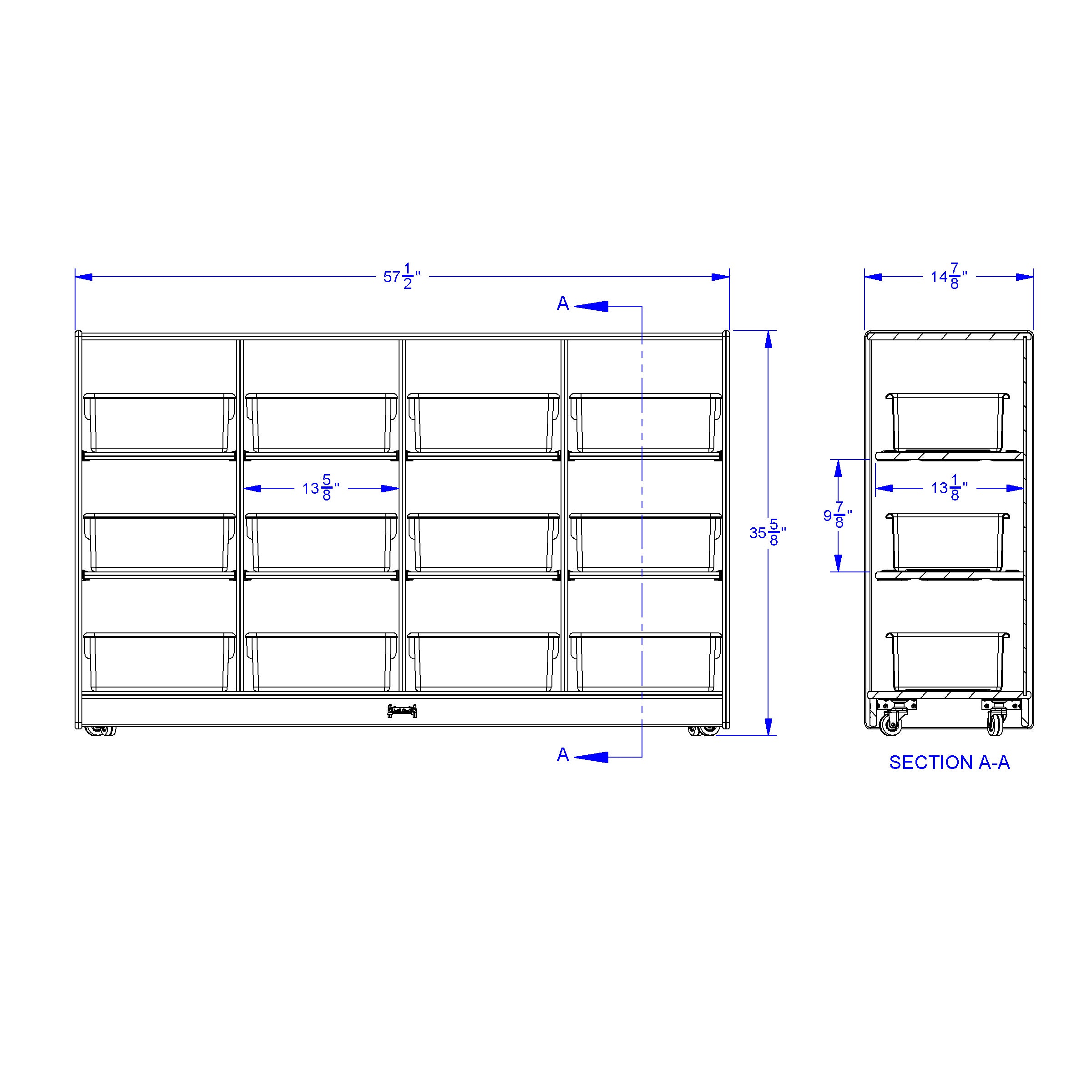 Jonti-Craft® 12 Tub Large Mobile Unit - with Colored Tubs