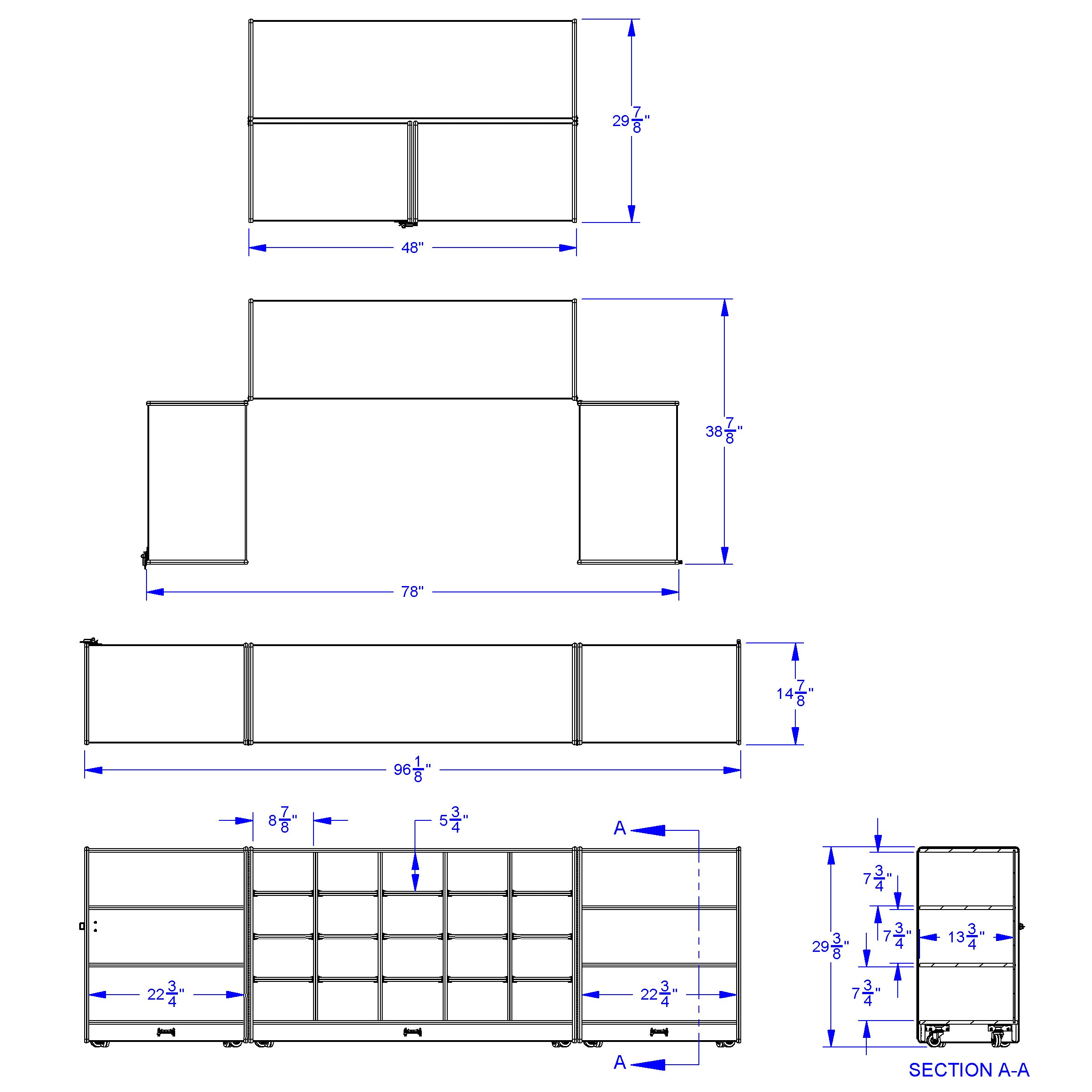 Jonti-Craft® 20 Cubbie-Tray Triple Fold-n-Lock - with Clear Trays