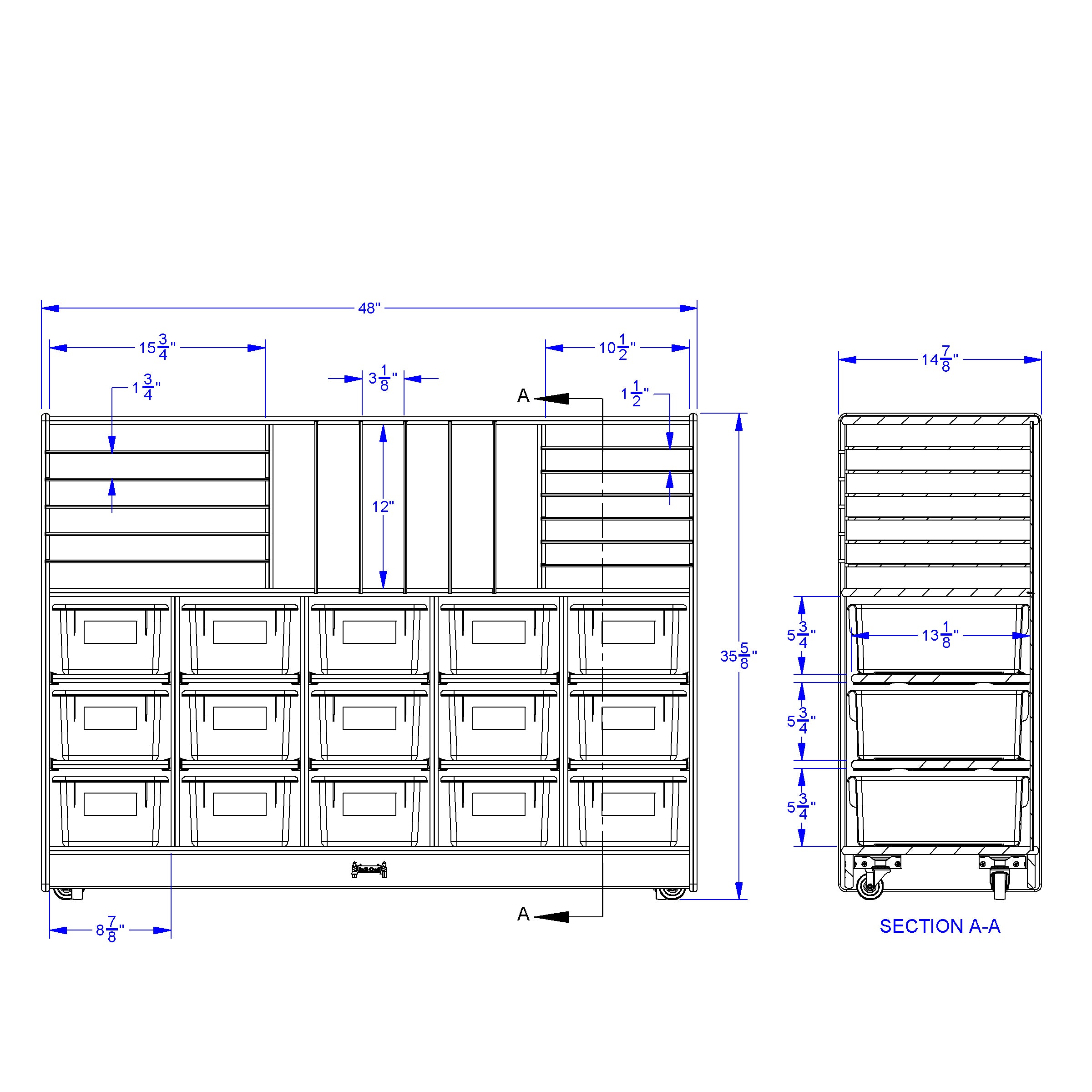 Rainbow Accents® Sectional Cubbie-Tray Mobile Unit - with Trays  - Gray