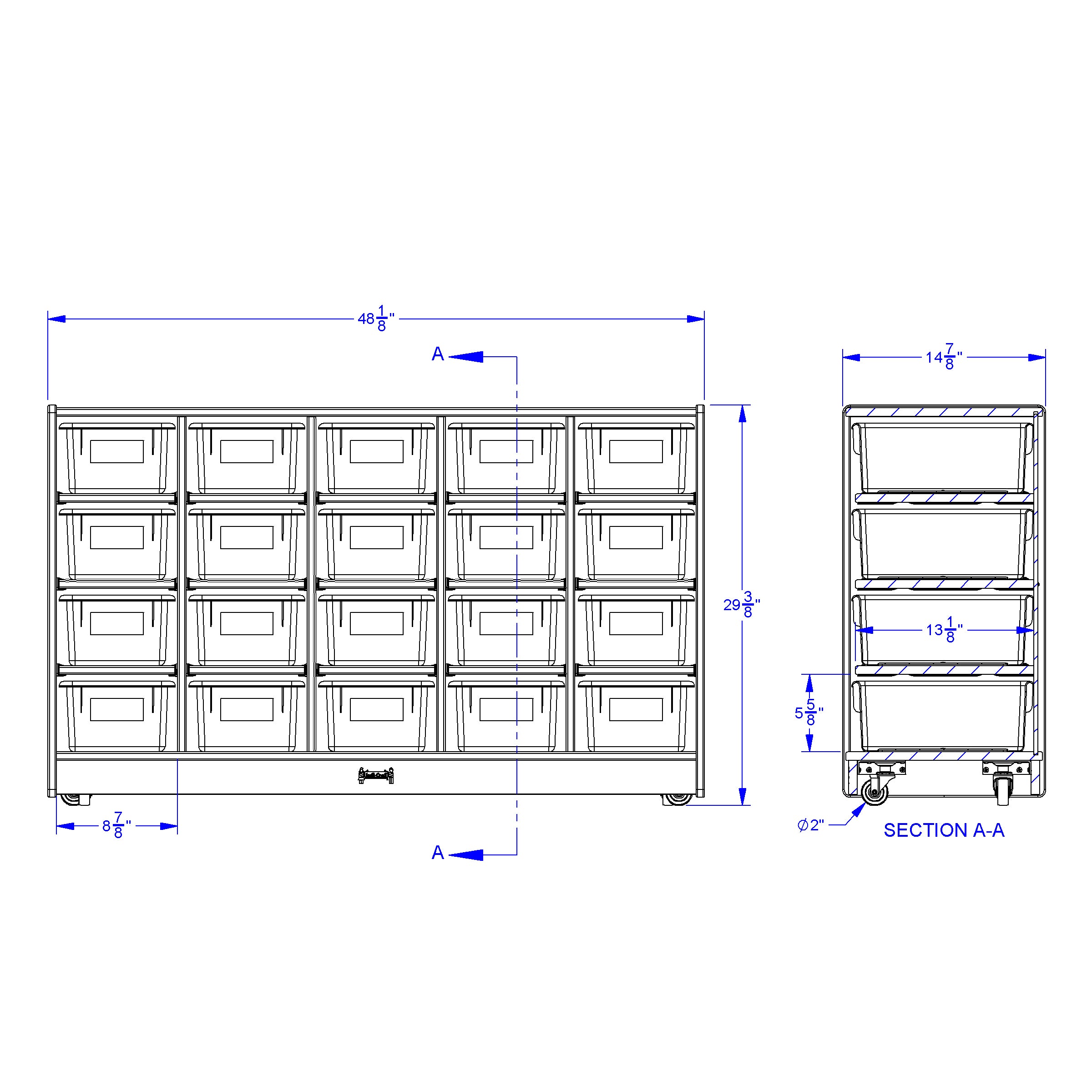 Rainbow Accents® 20 Cubbie-Tray Mobile Storage - without Trays - Gray