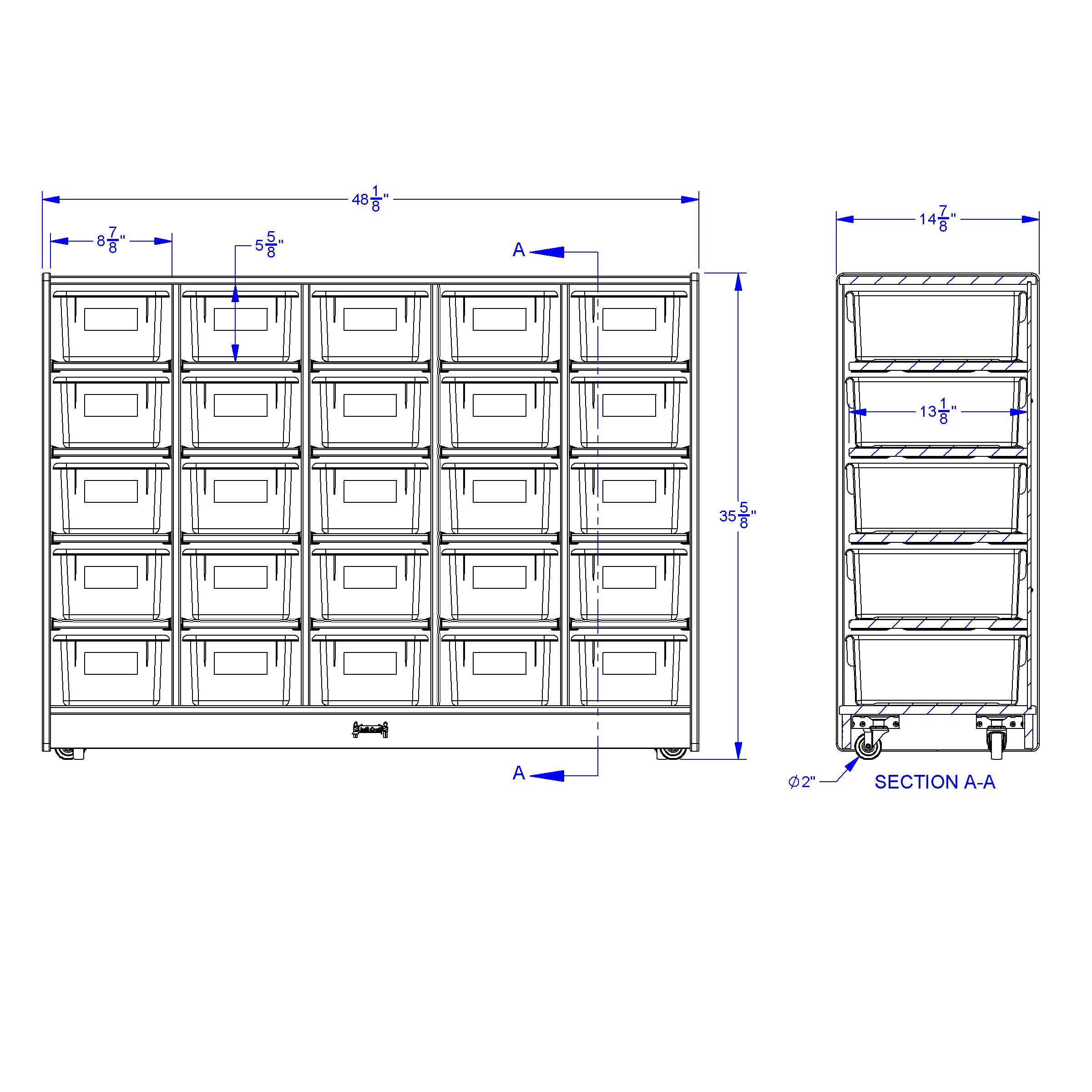 Rainbow Accents® 25 Cubbie-Tray Mobile Storage - with Trays   - Gray
