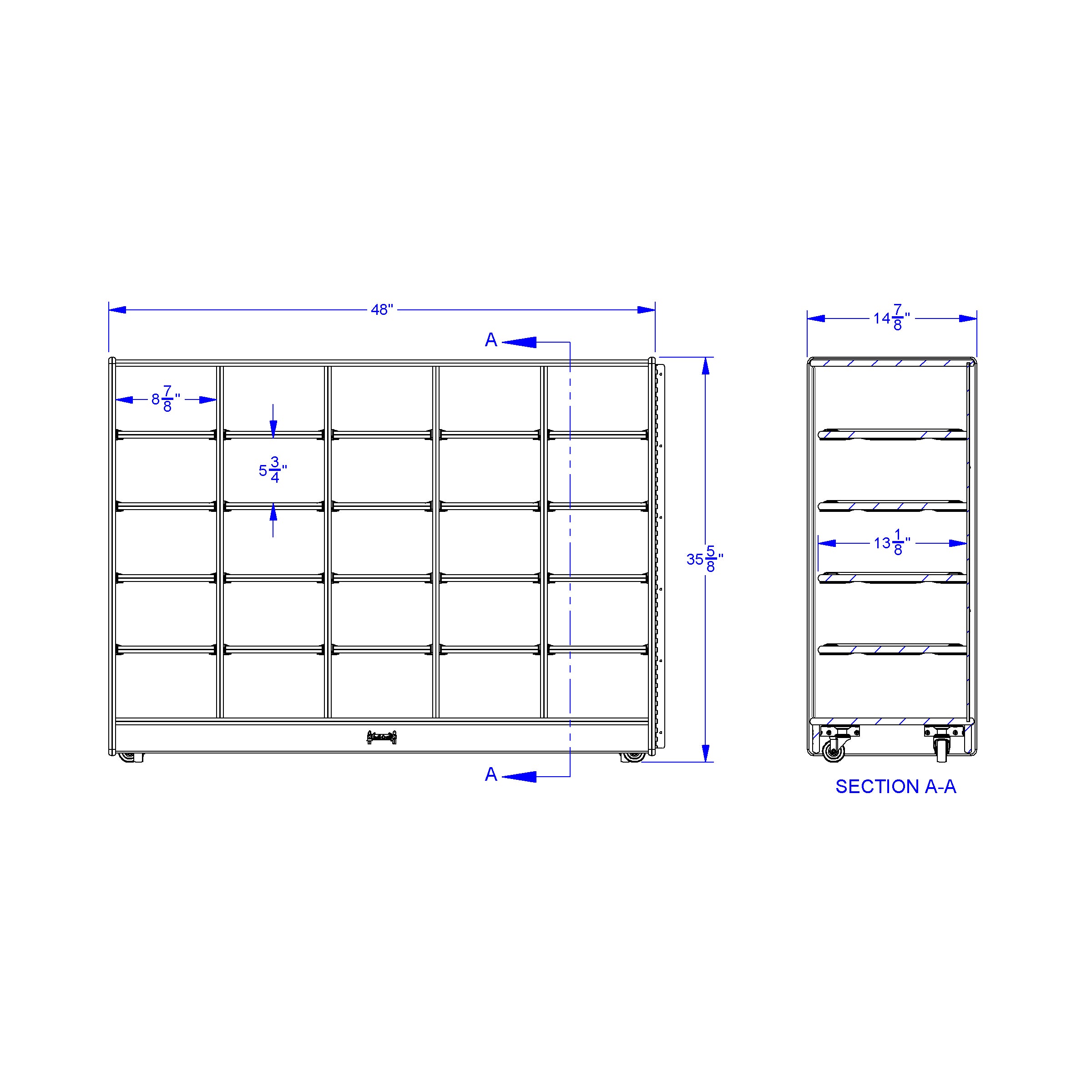 Jonti-Craft® 25 Cubbie-Tray Mobile Fold-n-Lock - with Clear Trays