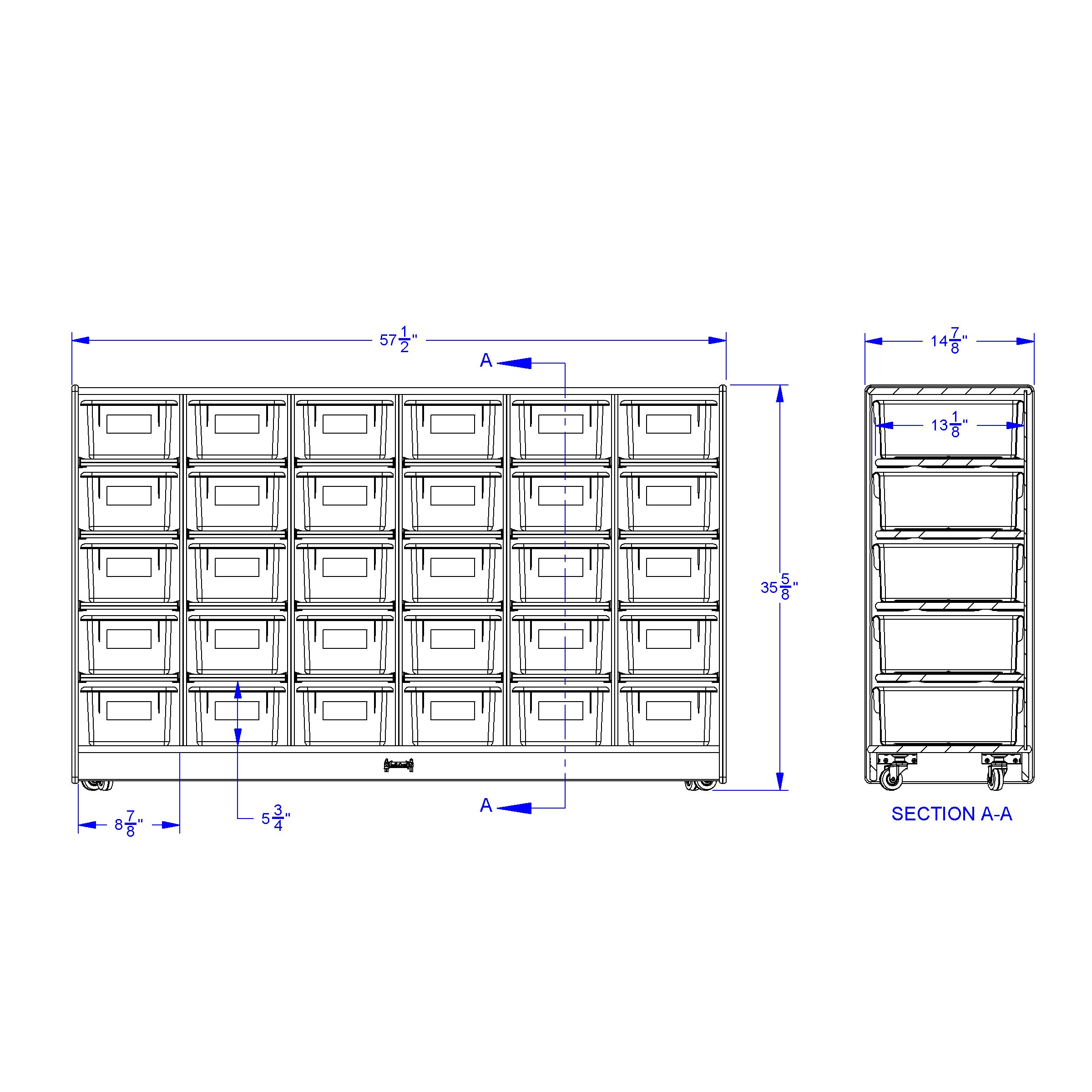 Rainbow Accents® 30 Cubbie-Tray Mobile Storage - with Trays - Coastal Blue