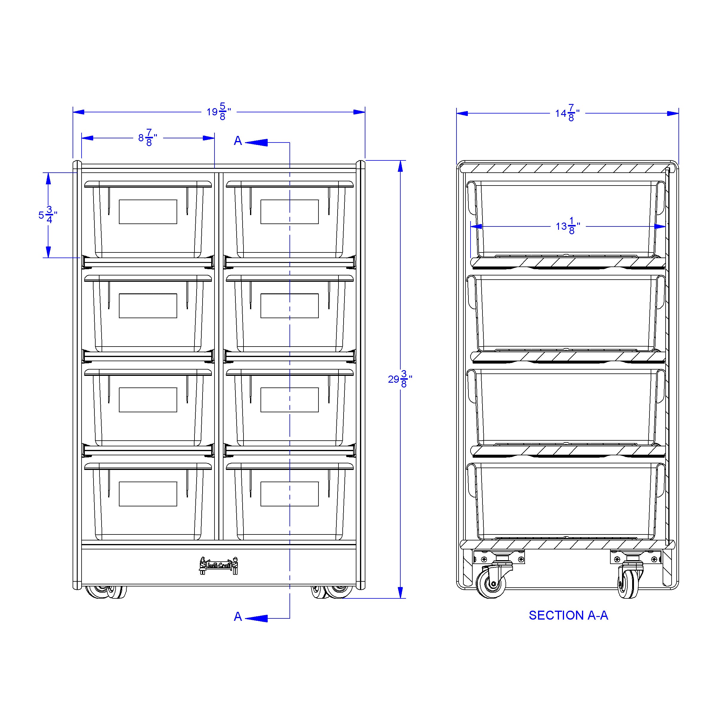 Jonti-Craft® 8 Cubbie-Tray Mobile Unit - with Clear Trays