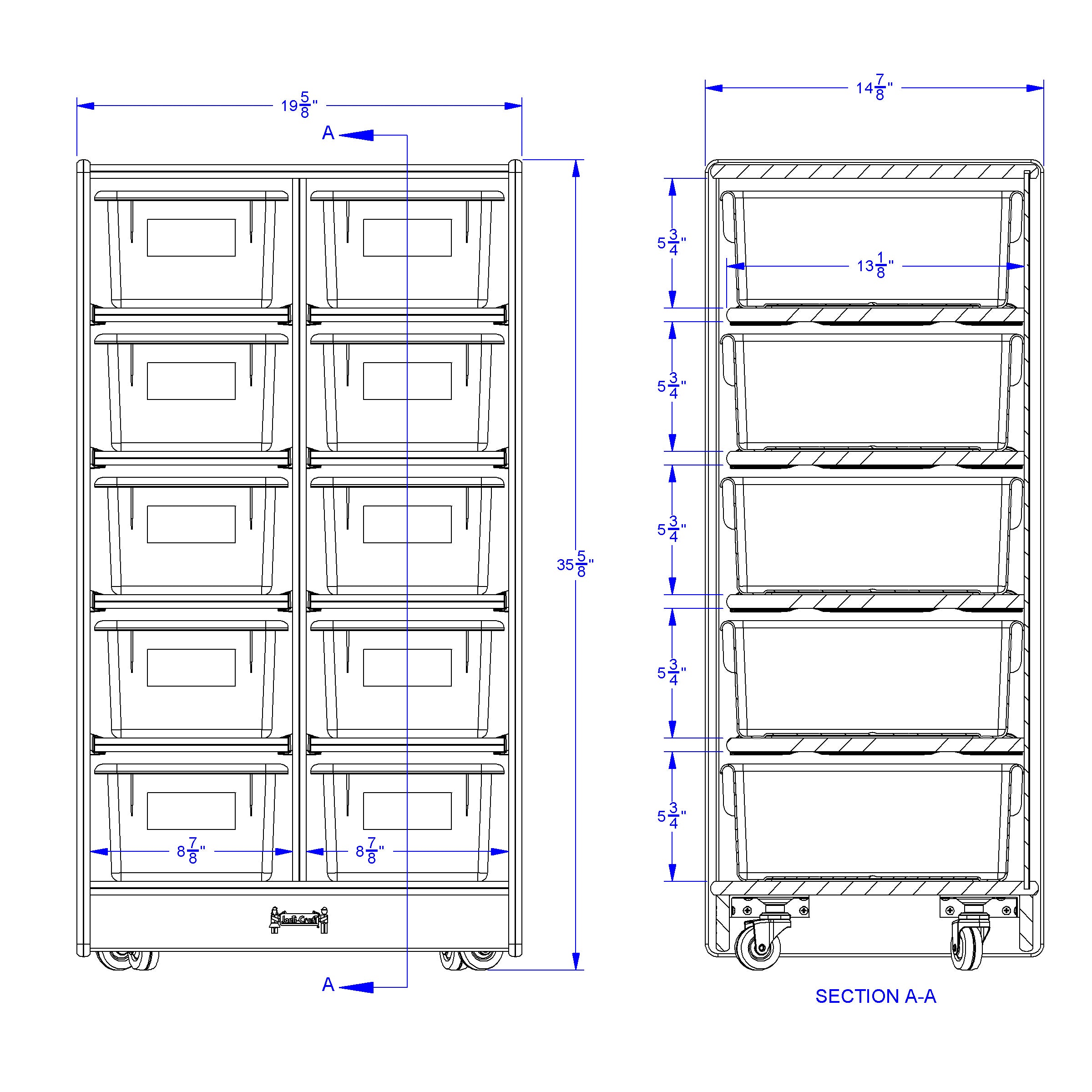 Jonti-Craft® 10 Cubbie-Tray Mobile Unit - with Colored Trays