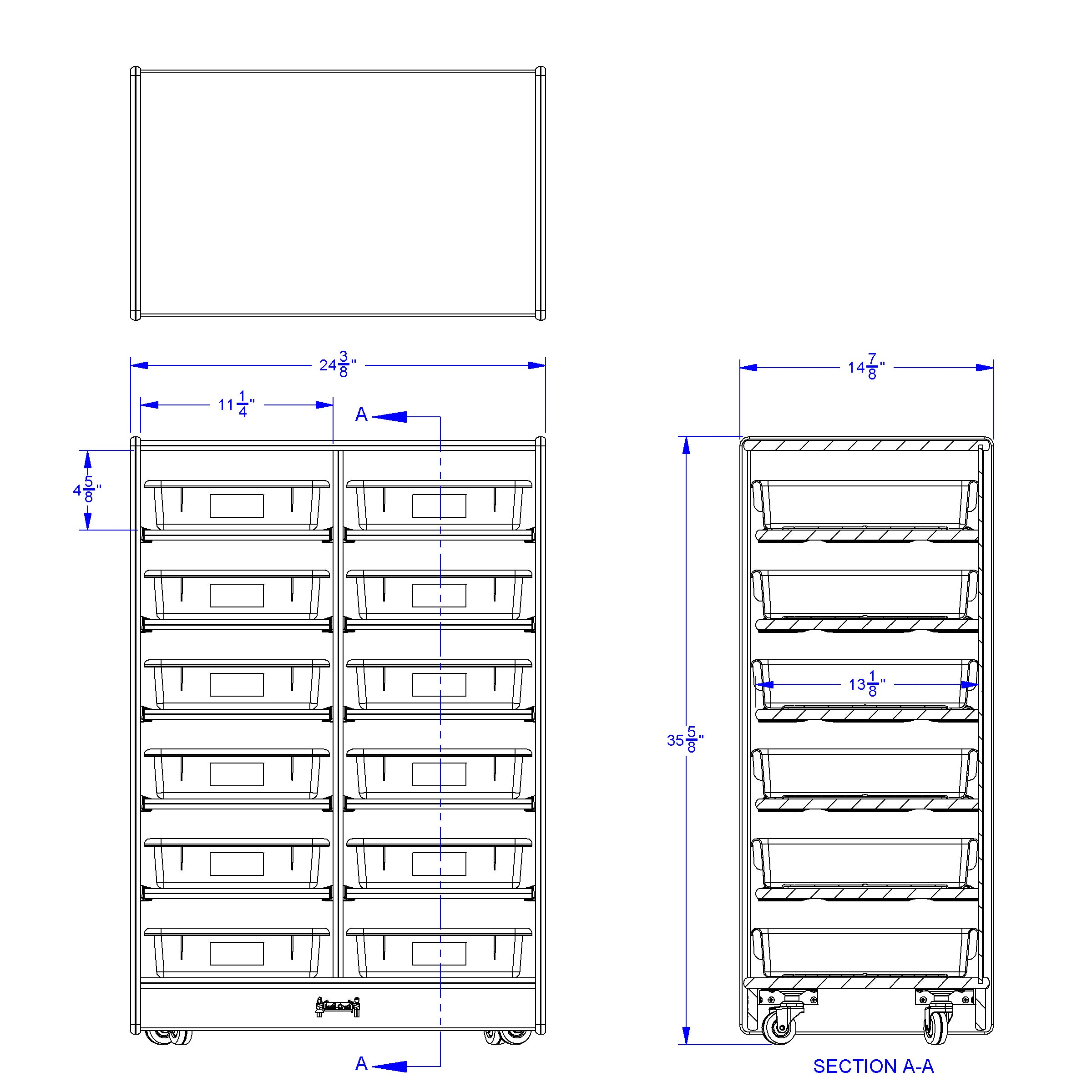 Jonti-Craft® 12 Paper-Tray Mobile Storage - with Colored Paper-Trays