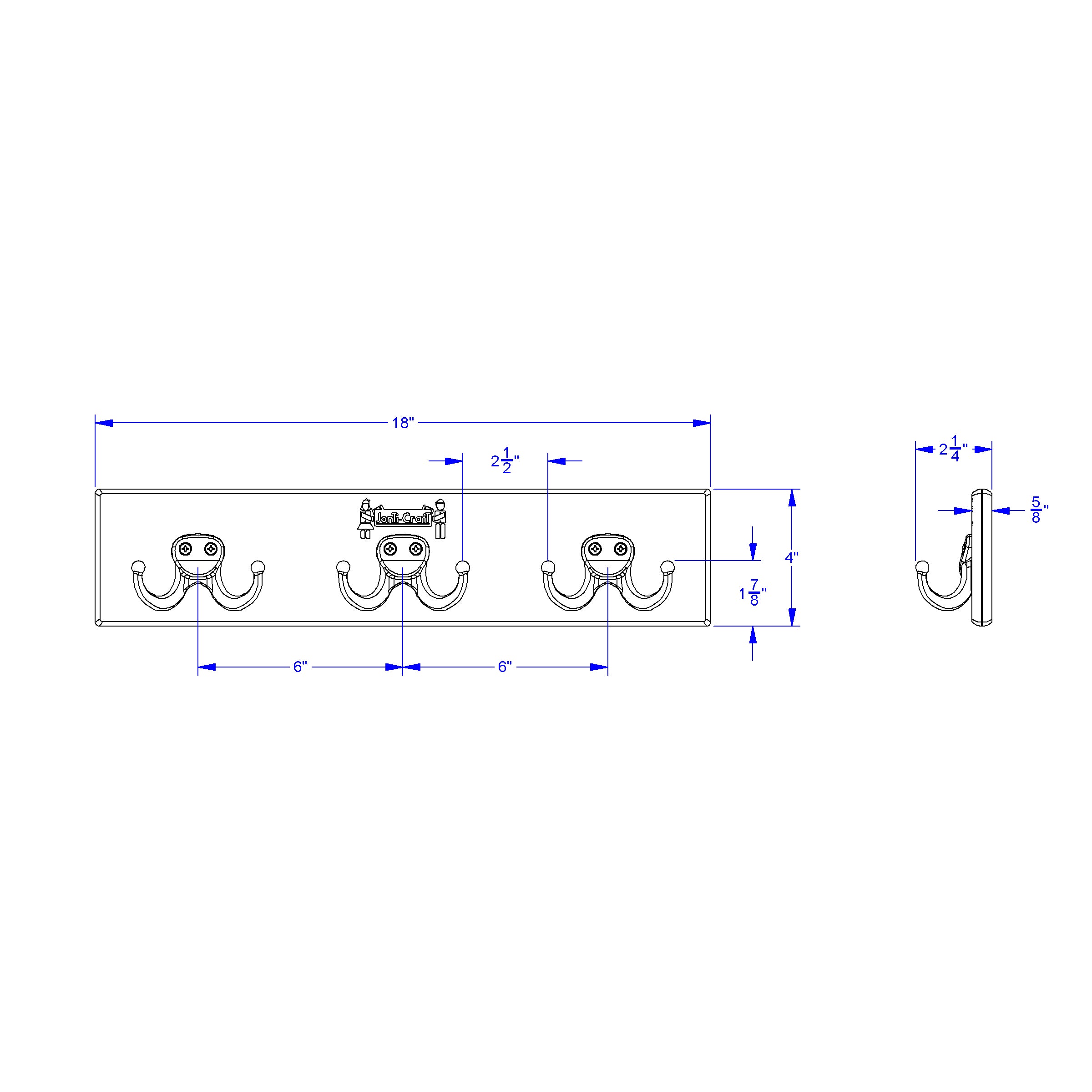 Jonti-Craft® Wall Mount Coat Rail - 3 Hooks