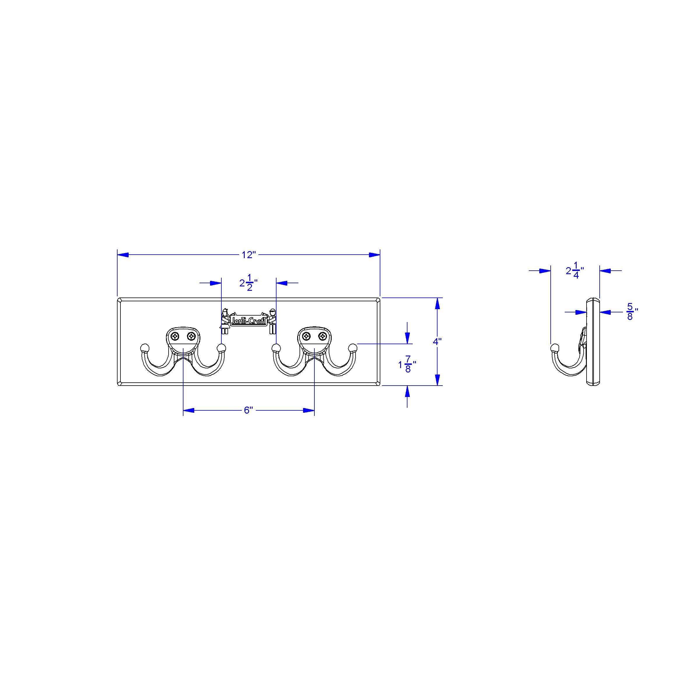Jonti-Craft® Wall Mount Coat Rail - 2 Hooks