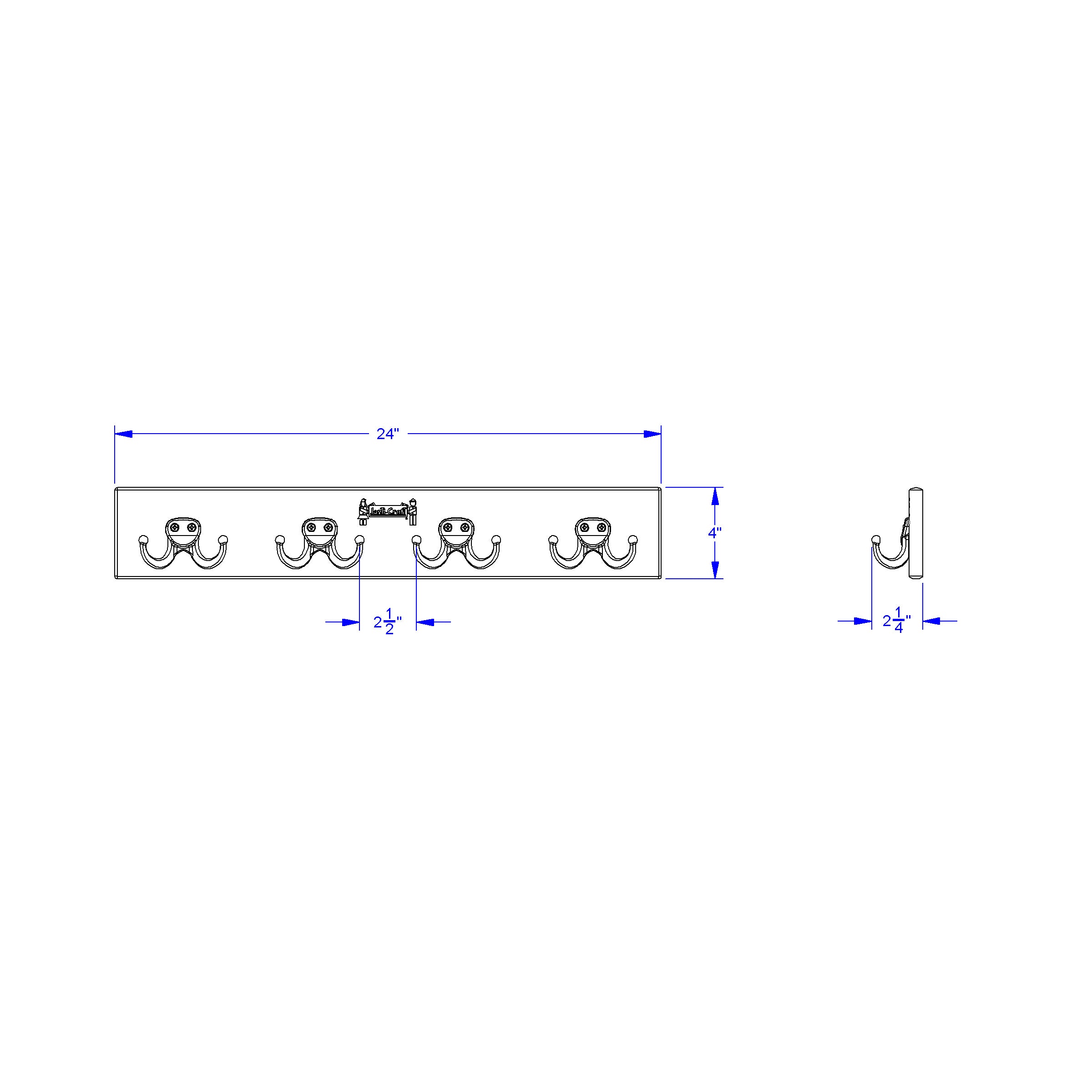 Jonti-Craft® Wall Mount Coat Rail - 4 Hooks
