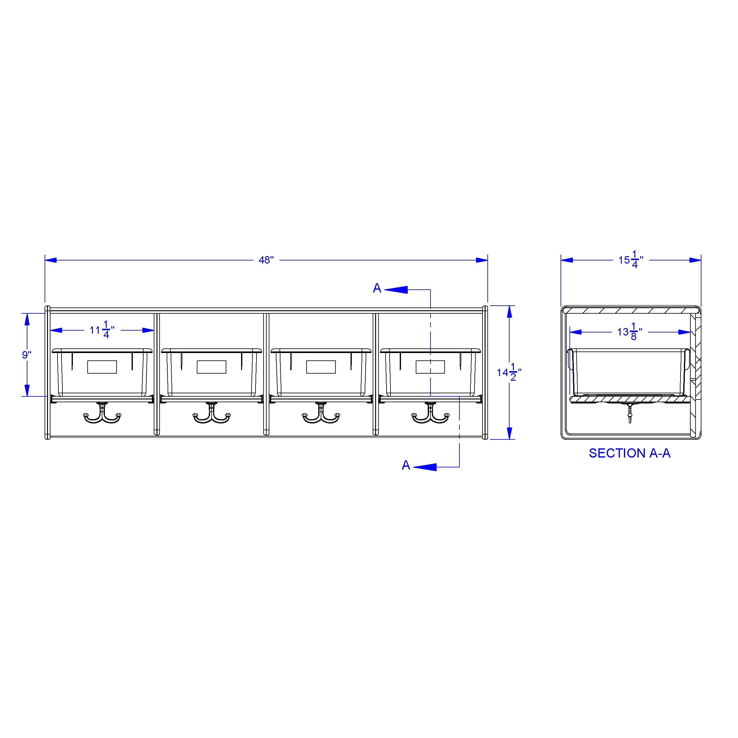 Jonti-Craft® 4 Section Wall Mount Coat Locker - with Clear Tubs