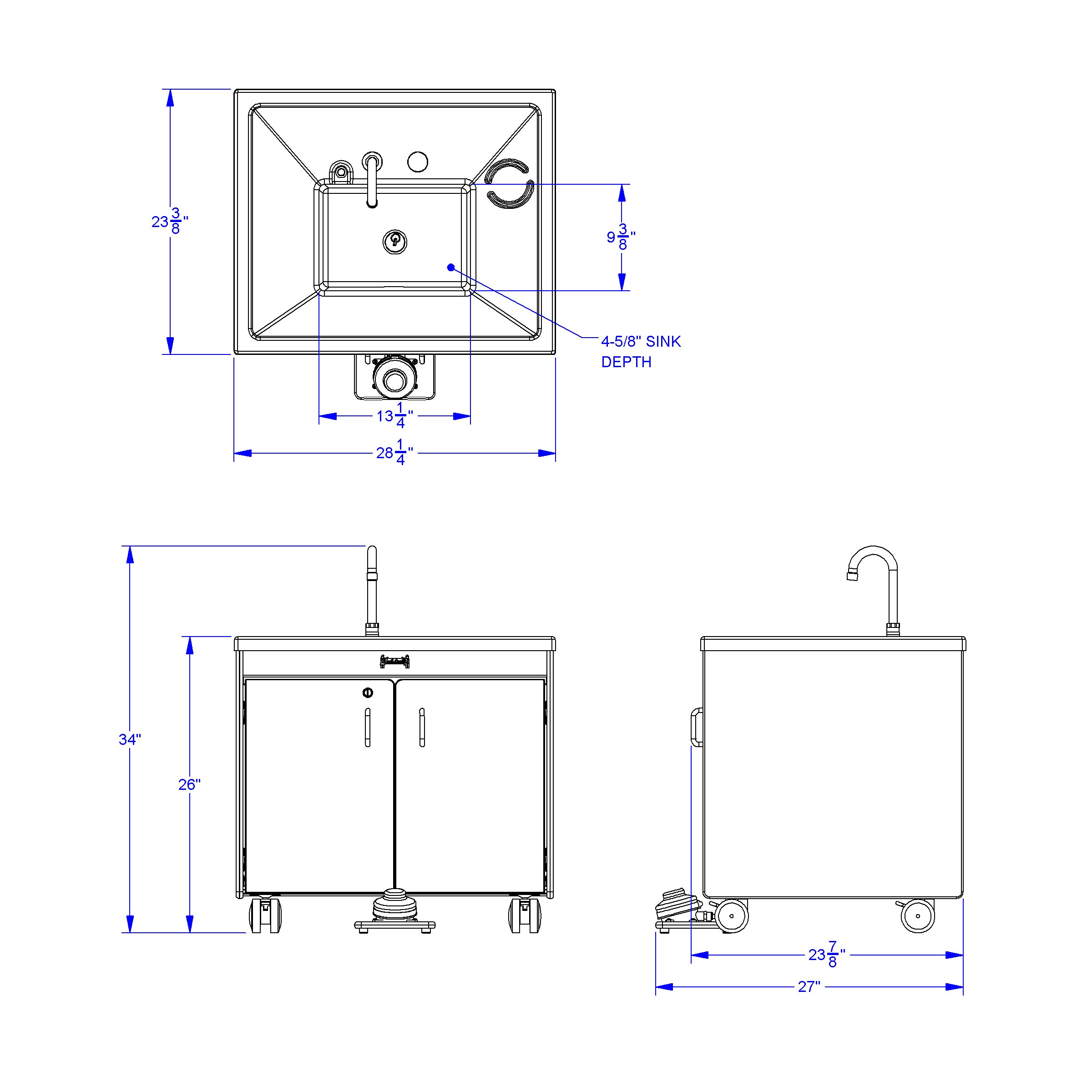 Jonti-Craft® Clean Hands Helper Portable Sink – Nonelectric - 26" Counter - Plastic Sink