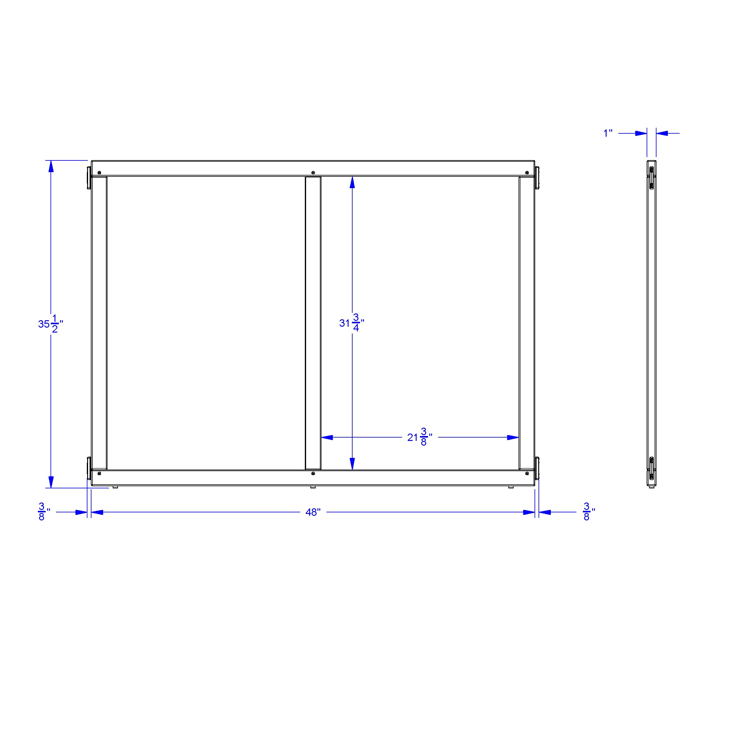 KYDZ Suite® Panel - A-height - 48" Wide - See-Thru