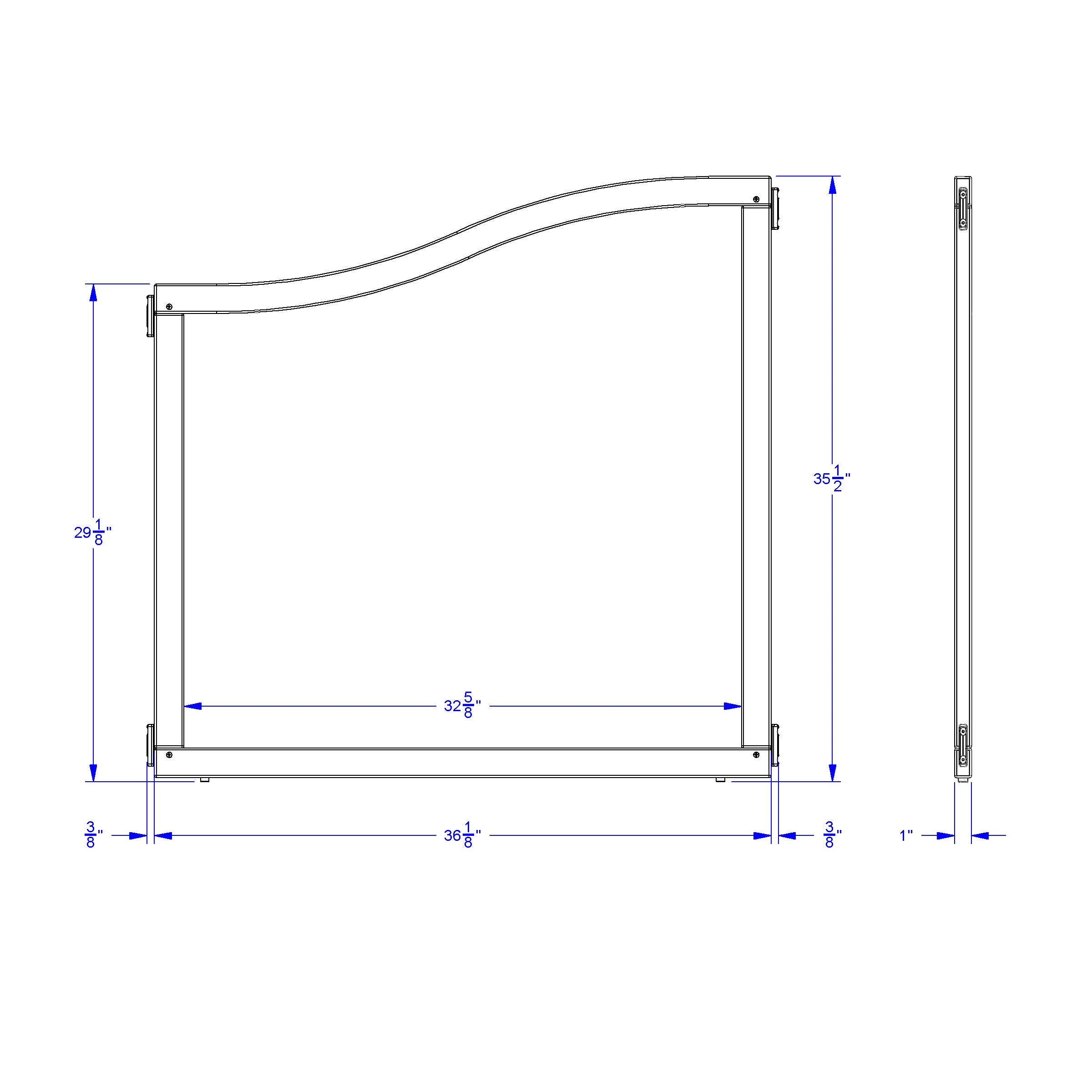 KYDZ Suite® Cascade Panel - E  To A-height - 36" Wide - Mirror