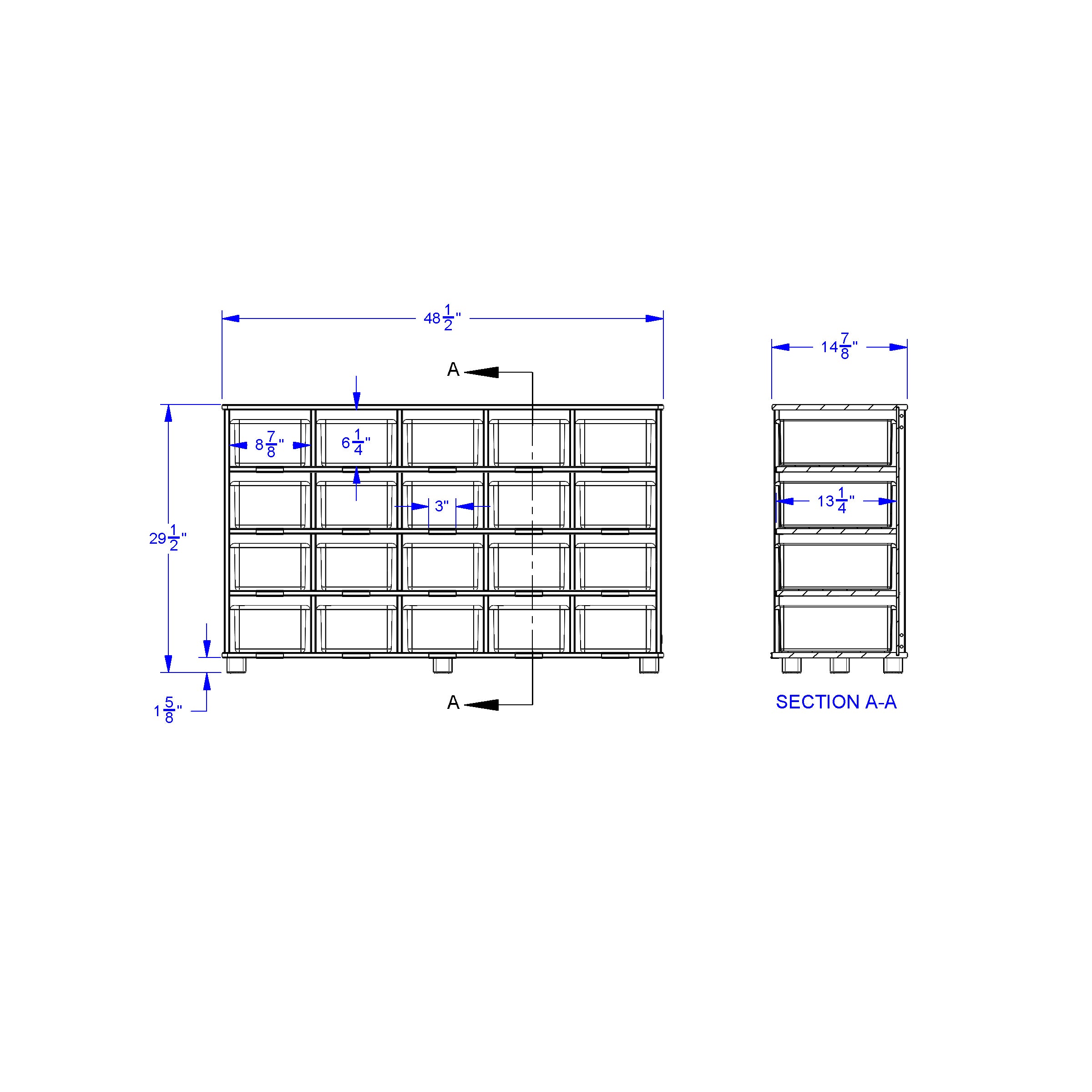 TrueModern® Twenty-Cubbie Shelf - with See-Thru Cubbie-Trays