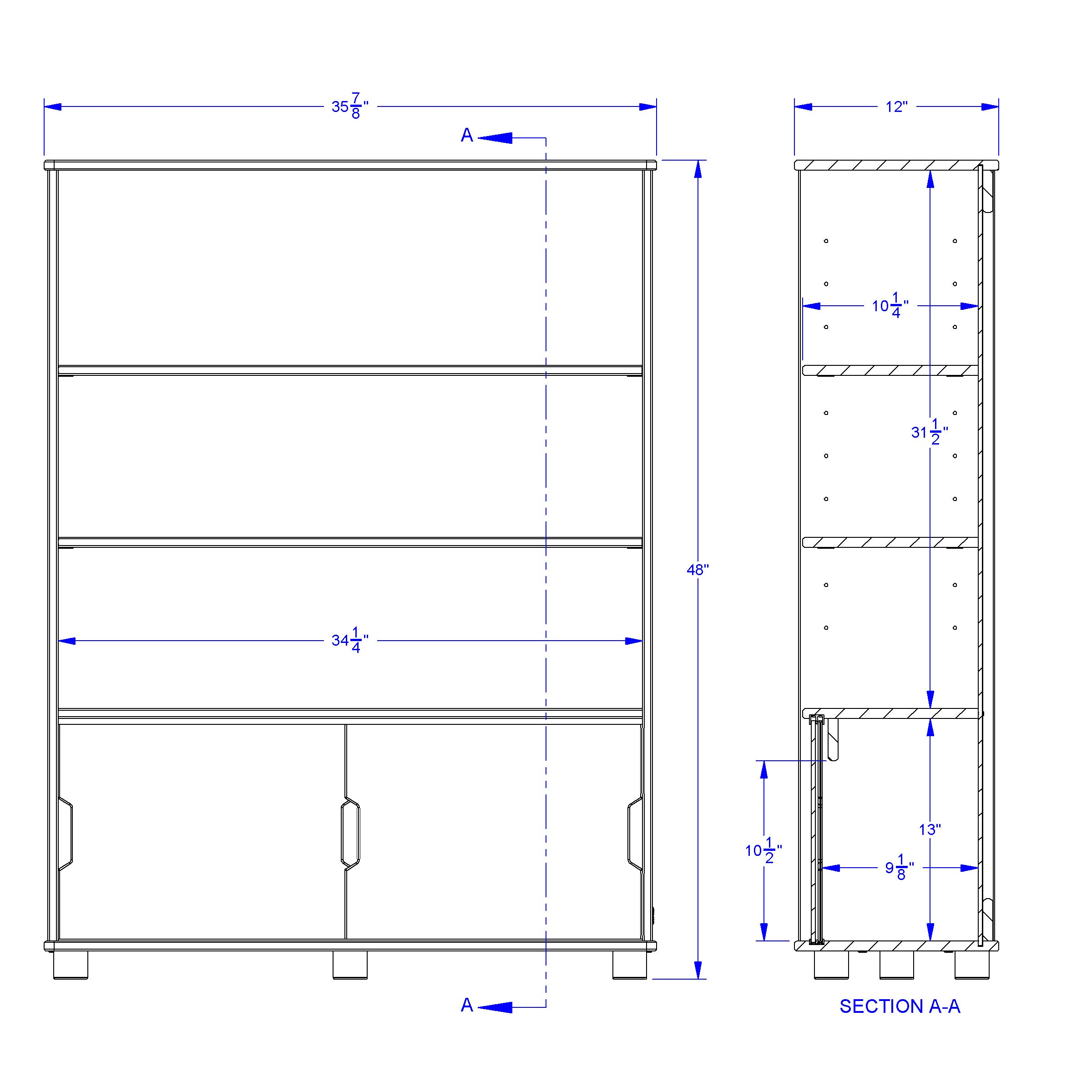 TrueModern® Three-Shelf Bookcase