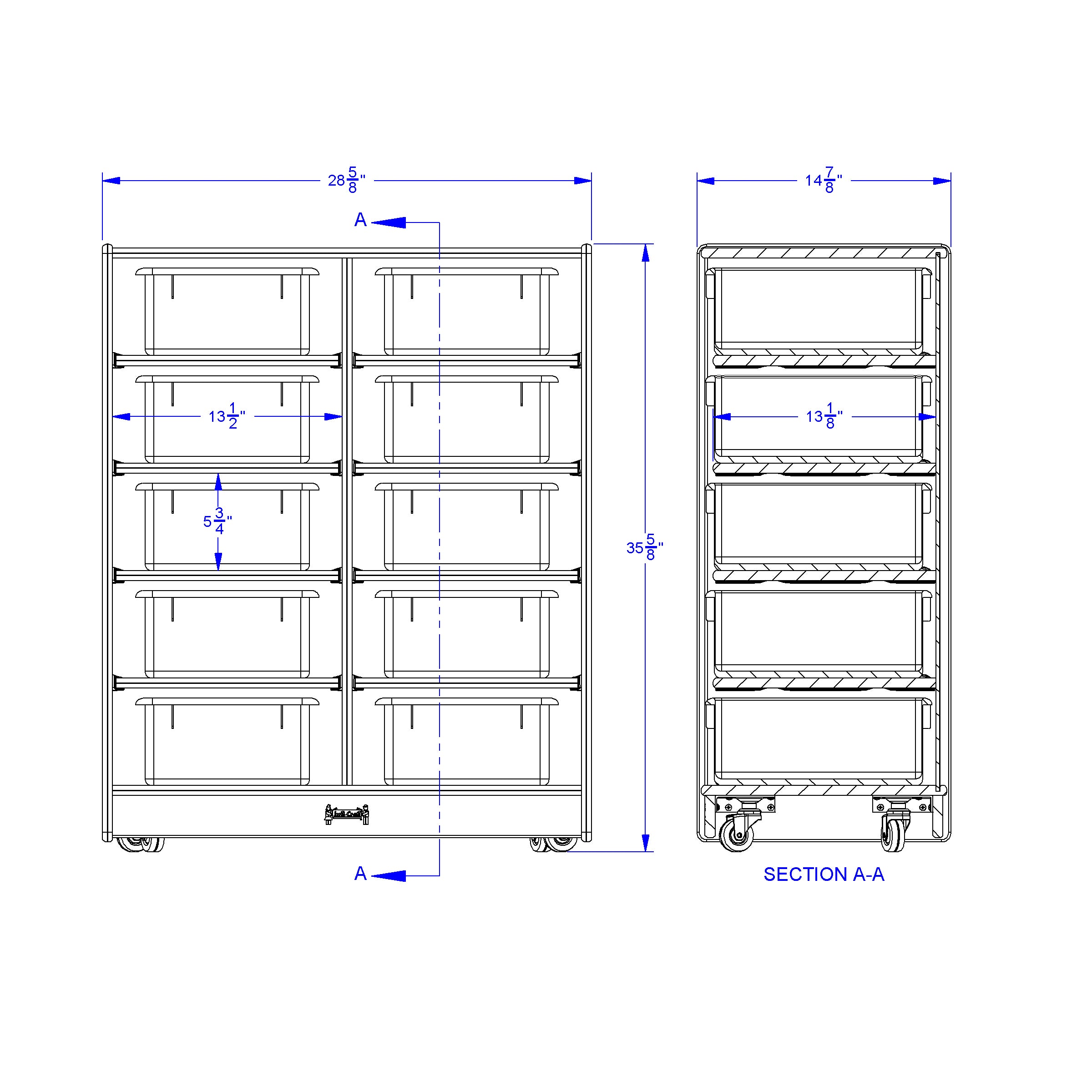Jonti-Craft® 10 Tub Mobile Storage - with Colored Tubs