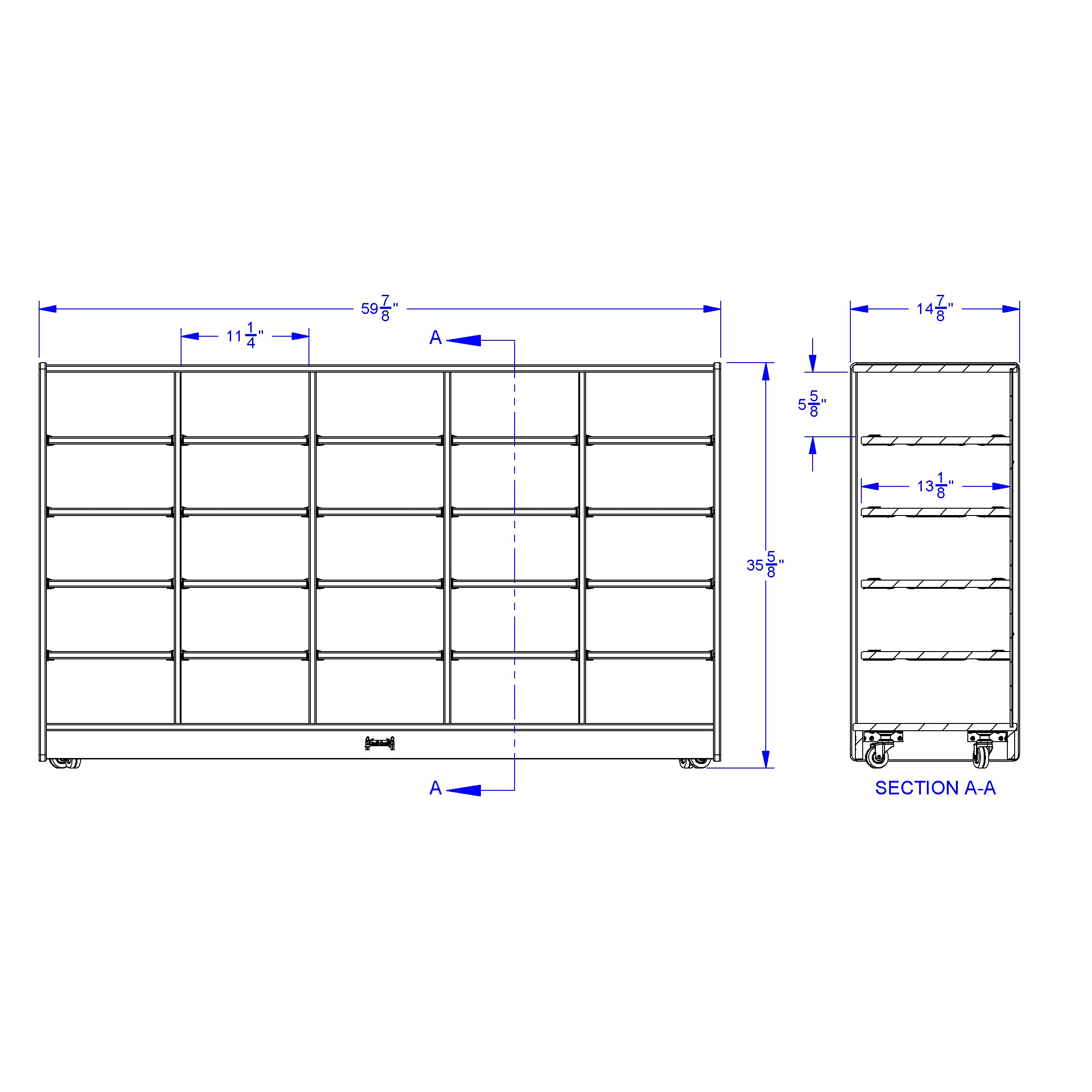 Rainbow Accents® 25 Tub Mobile Storage - without Tubs - Gray
