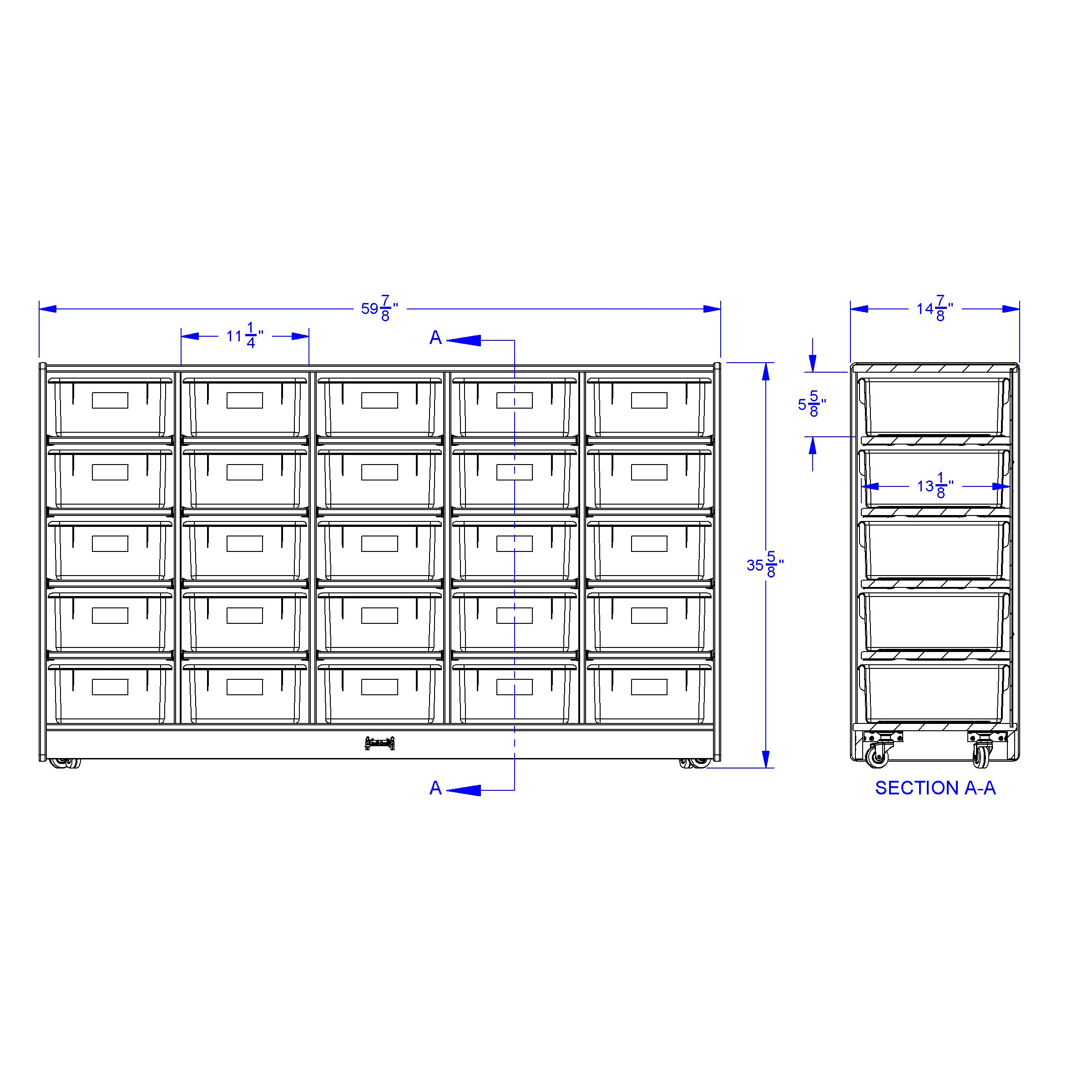 Rainbow Accents® 25 Tub Mobile Storage - with Tubs   - Gray