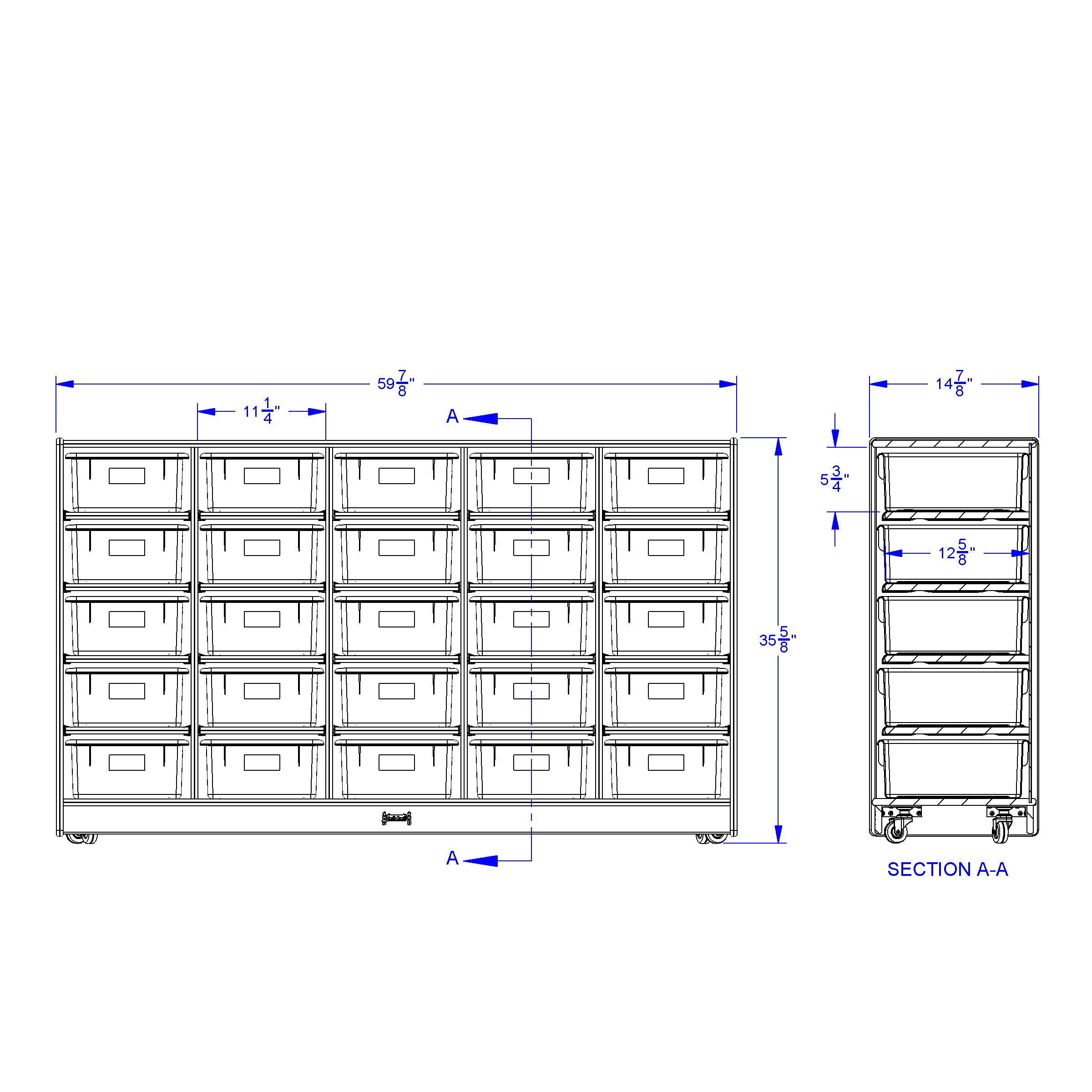 Jonti-Craft® 25 Tub Mobile Storage - with Colored Tubs