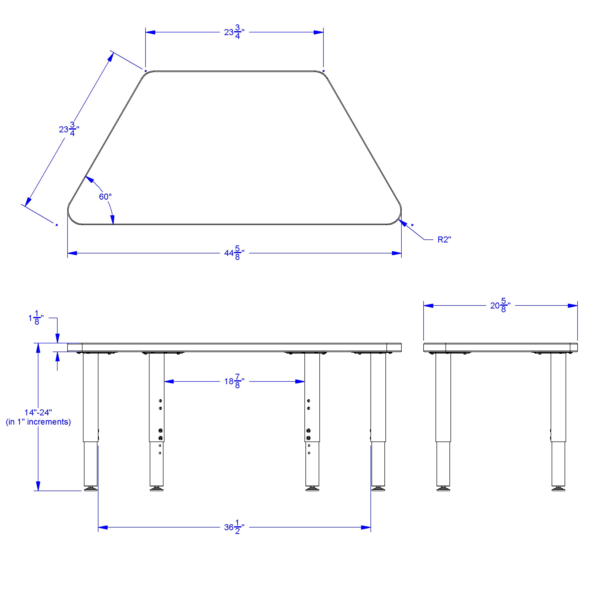 Jonti-Craft® Purpose+ Trapezoid Table - 21" x 45"