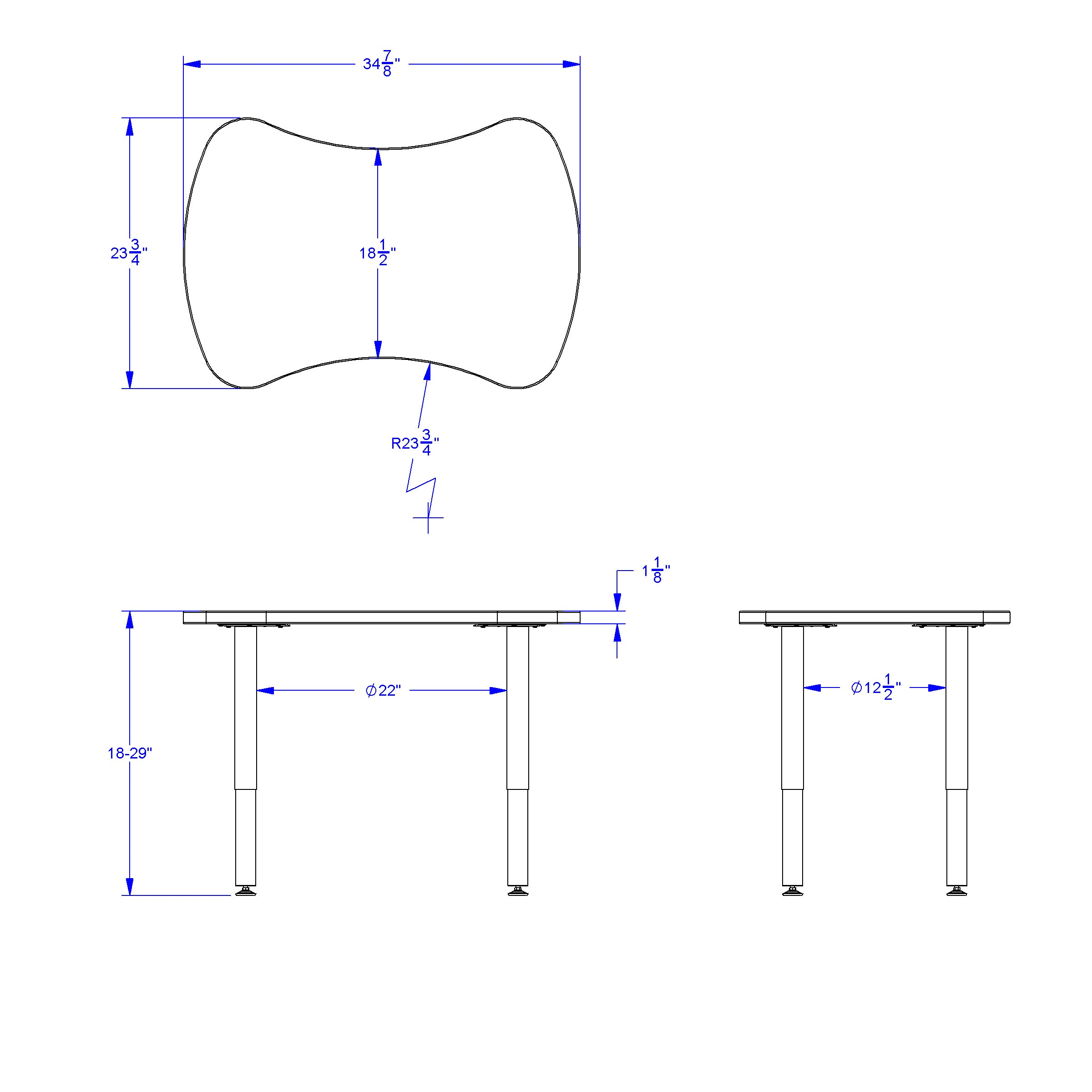 Berries® Collaborative Bowtie Table - 24" X 35" - Freckled Gray/Gray