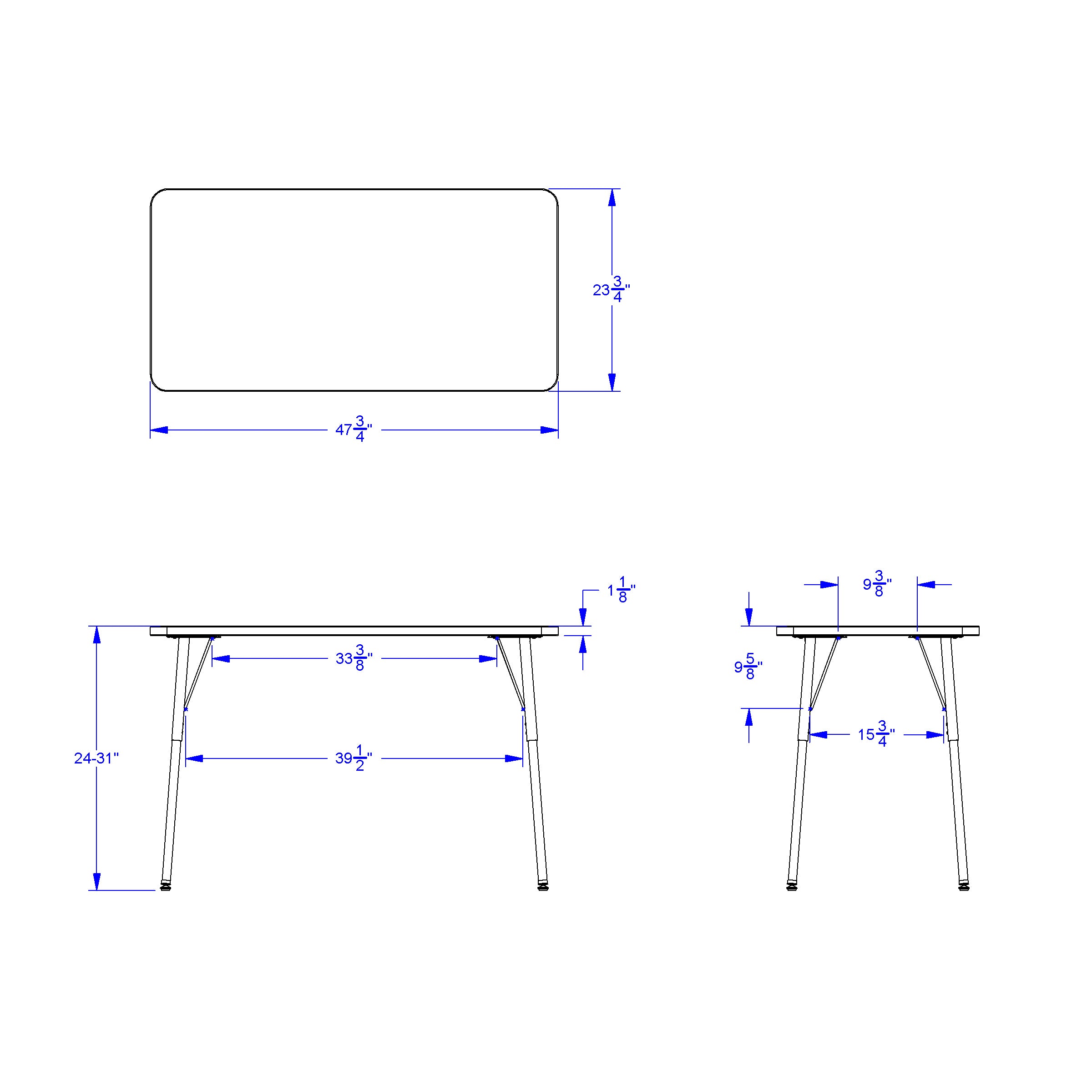 Berries® Rectangle Activity Table - 24" X 48", A-height - Freckled Gray/Coastal Blue/Gray