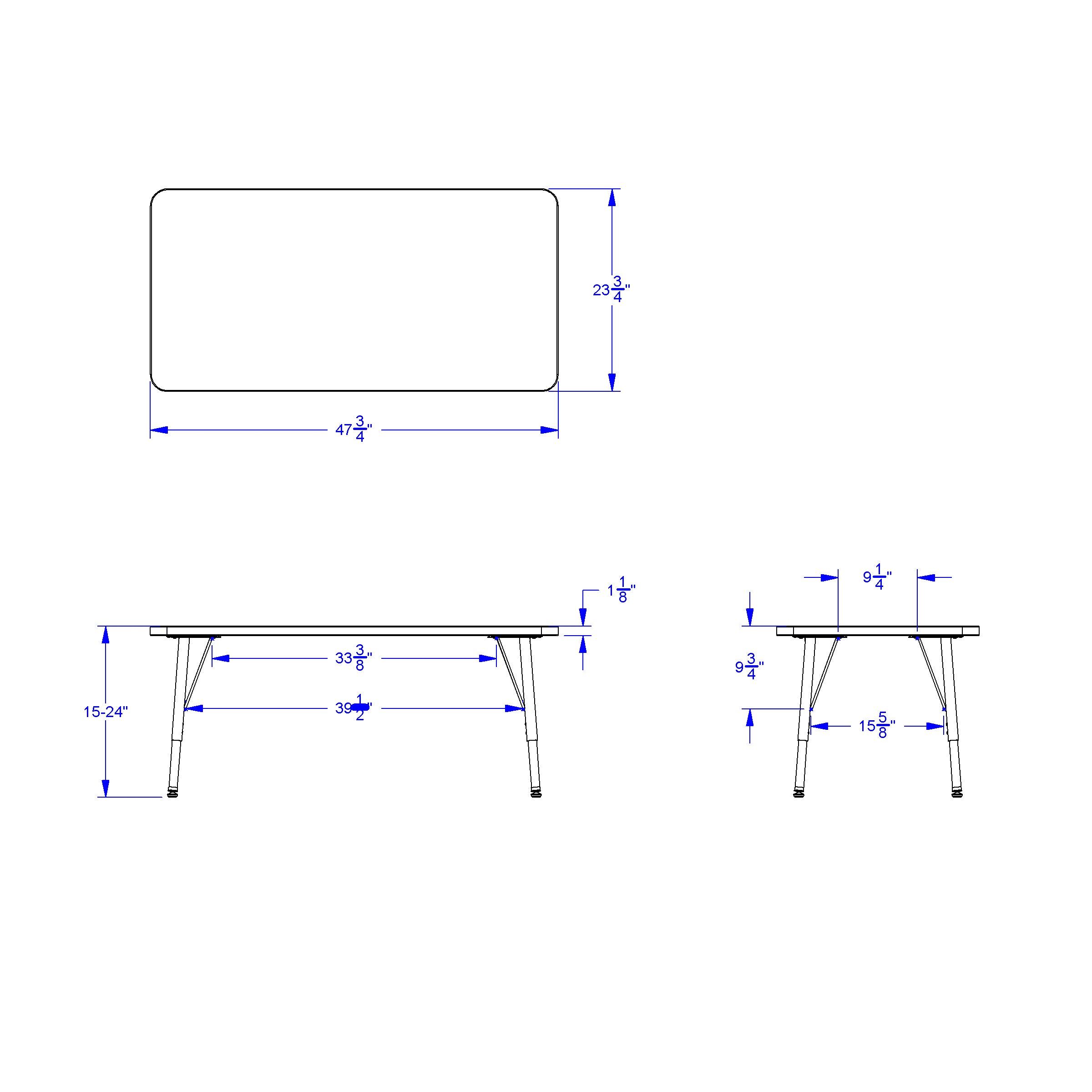Berries® Rectangle Activity Table - 24" X 48", E-height - Freckled Gray/Coastal Blue/Gray
