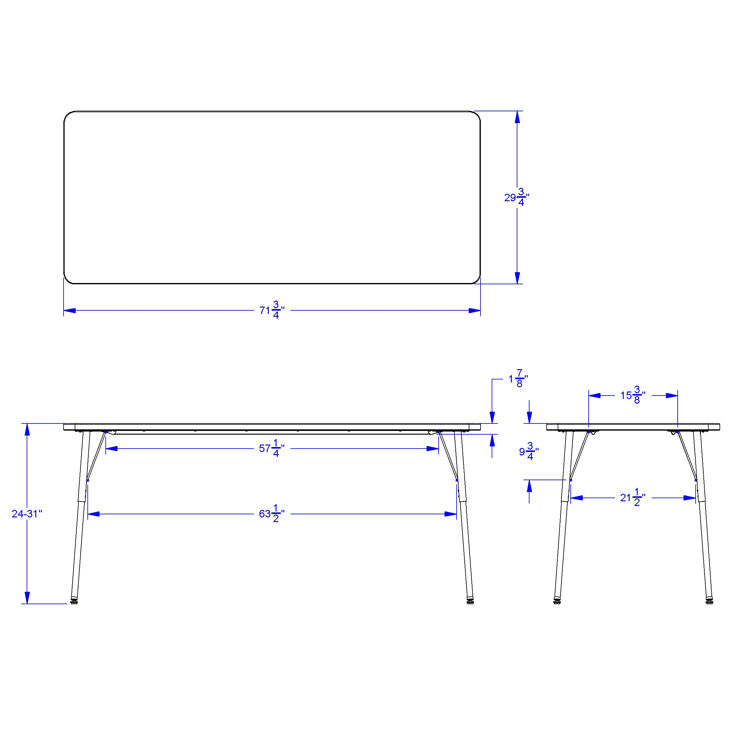 Berries® Rectangle Activity Table - 30" X 72", A-height - Freckled Gray/Gray/Gray
