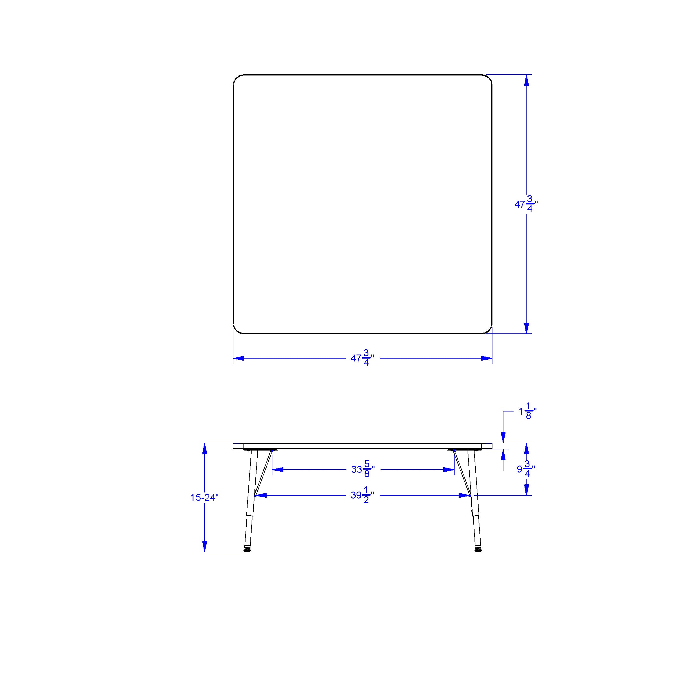 Berries® Square Activity Table - 48" X 48", E-height - Freckled Gray/Key Lime/Gray