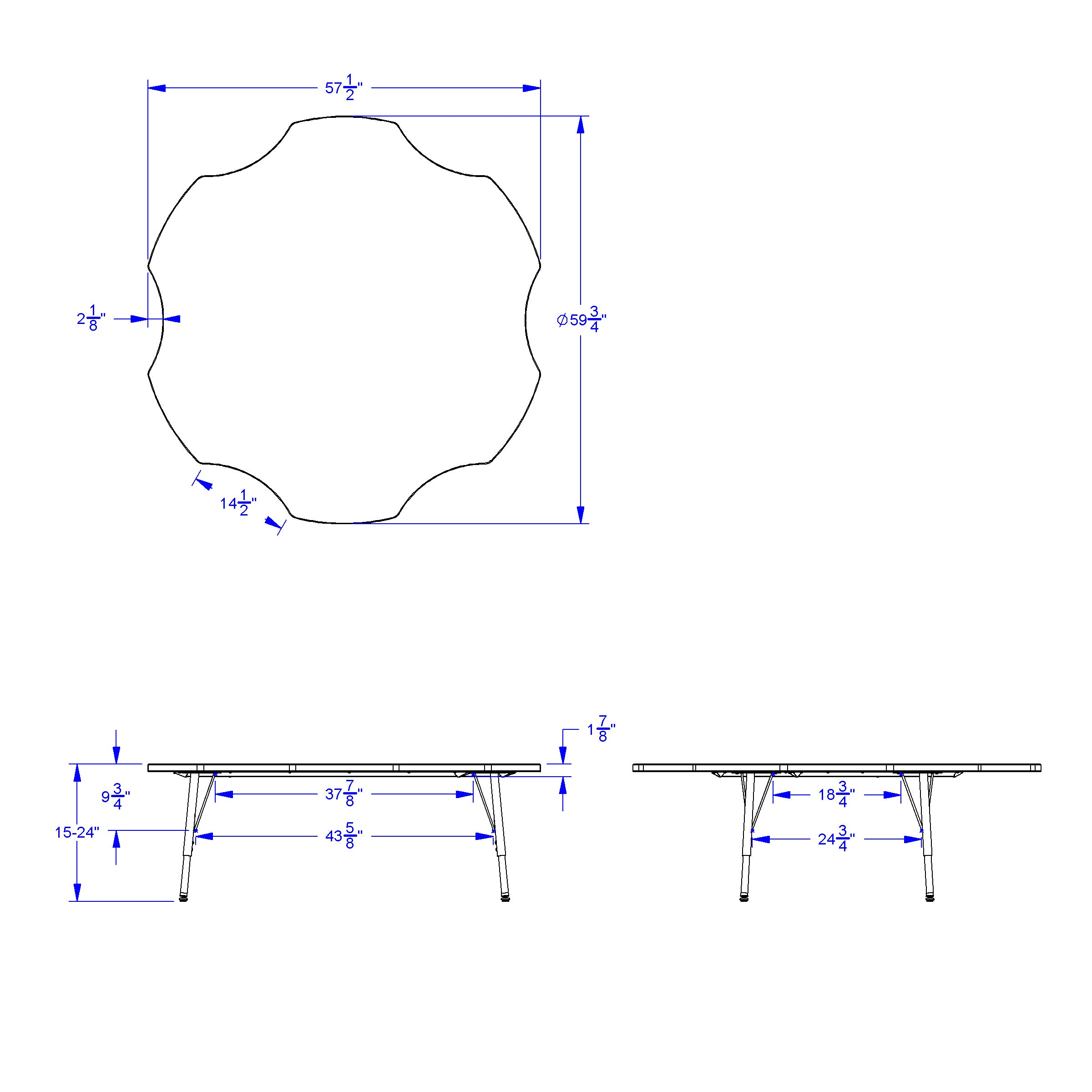 Berries® Six Leaf Activity Table - 60", E-height - Freckled Gray/Key Lime/Gray