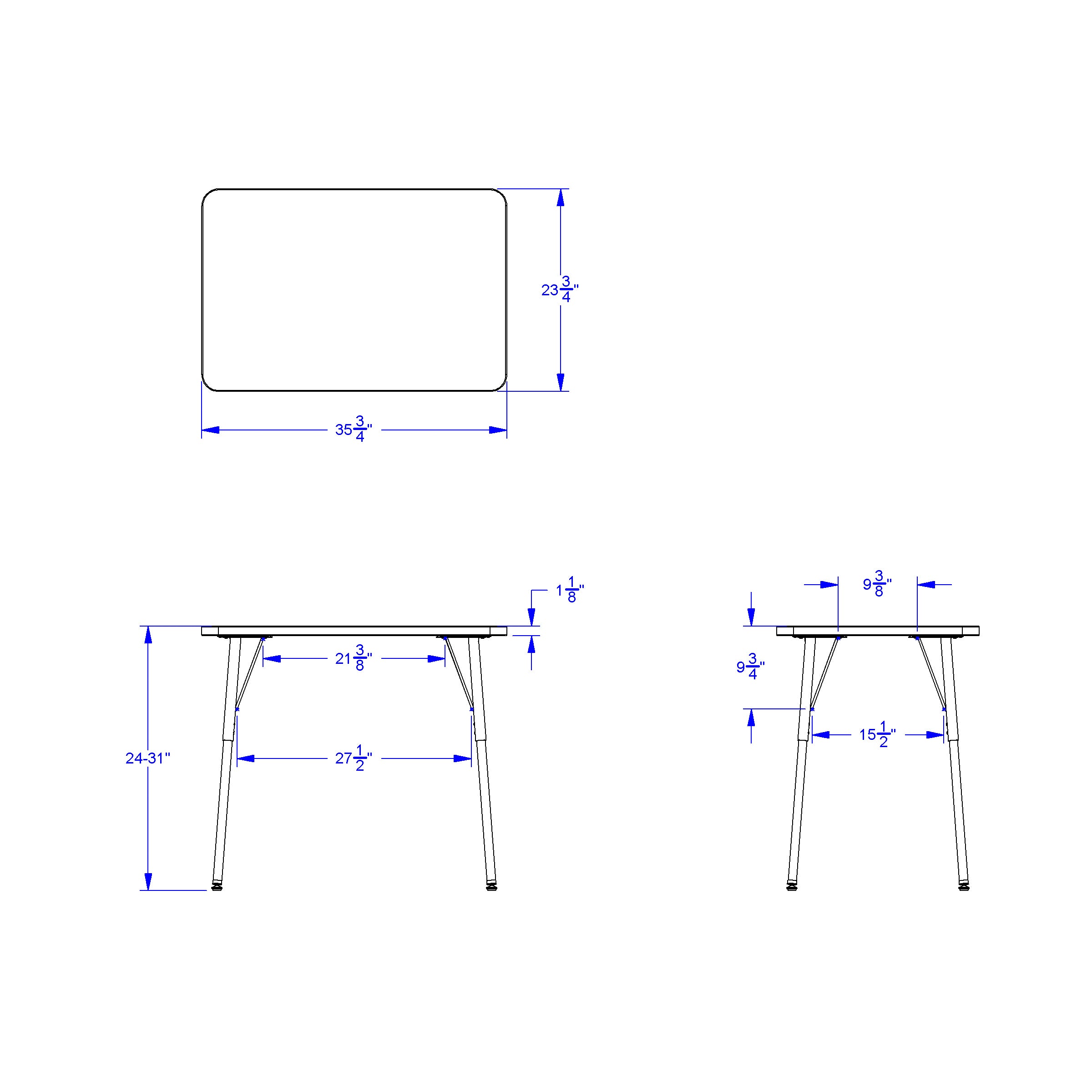 Berries® Rectangle Activity Table - 24" X 36", A-height - Driftwood Gray/Coastal Blue/Gray