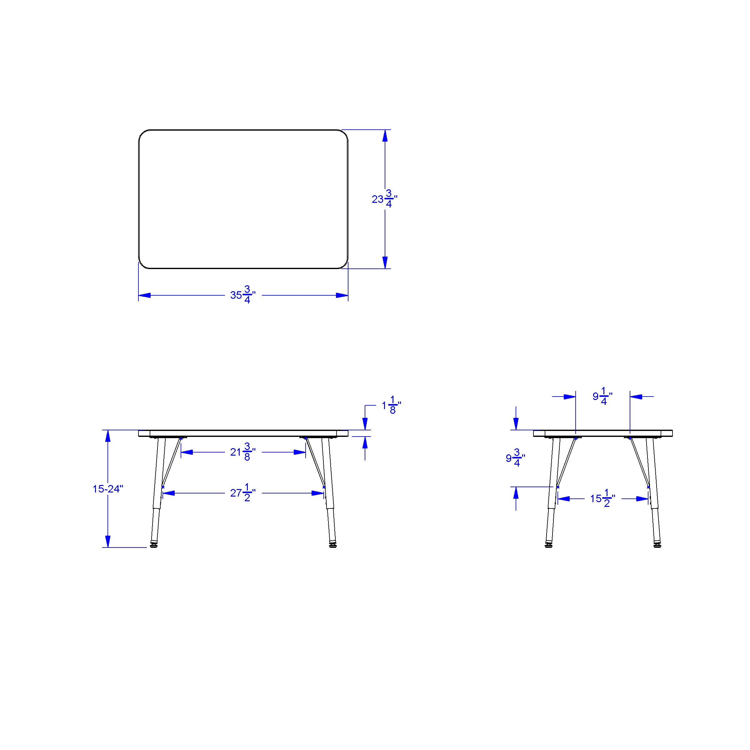 Berries® Rectangle Activity Table - 24" X 36", E-height - Freckled Gray/Coastal Blue/Gray
