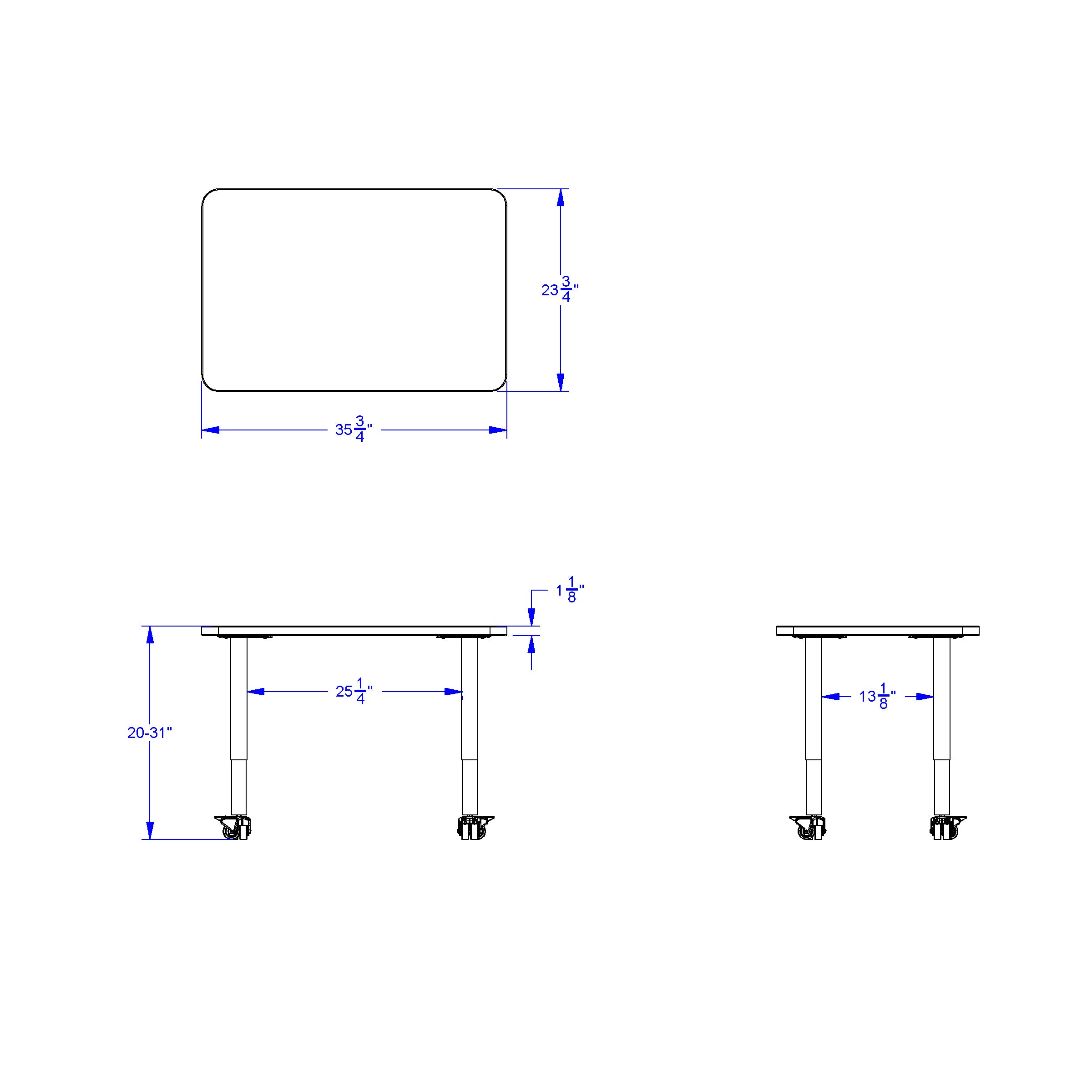 Berries® Rectangle Activity Table - 24" X 36", Mobile - Freckled Gray/Orange/Gray