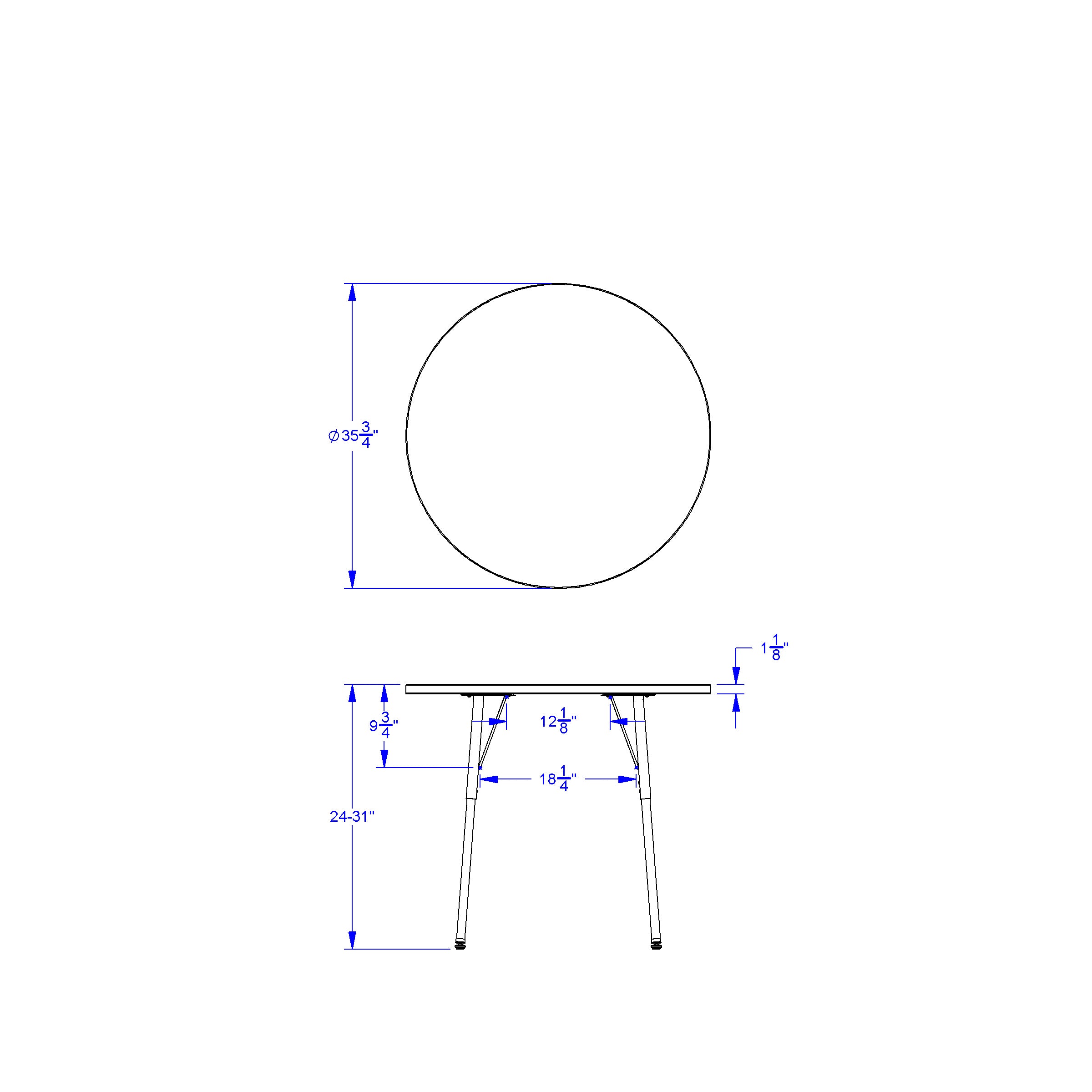 Berries® Round Activity Table - 36" Diameter, A-height - Driftwood Gray/Gray/Gray