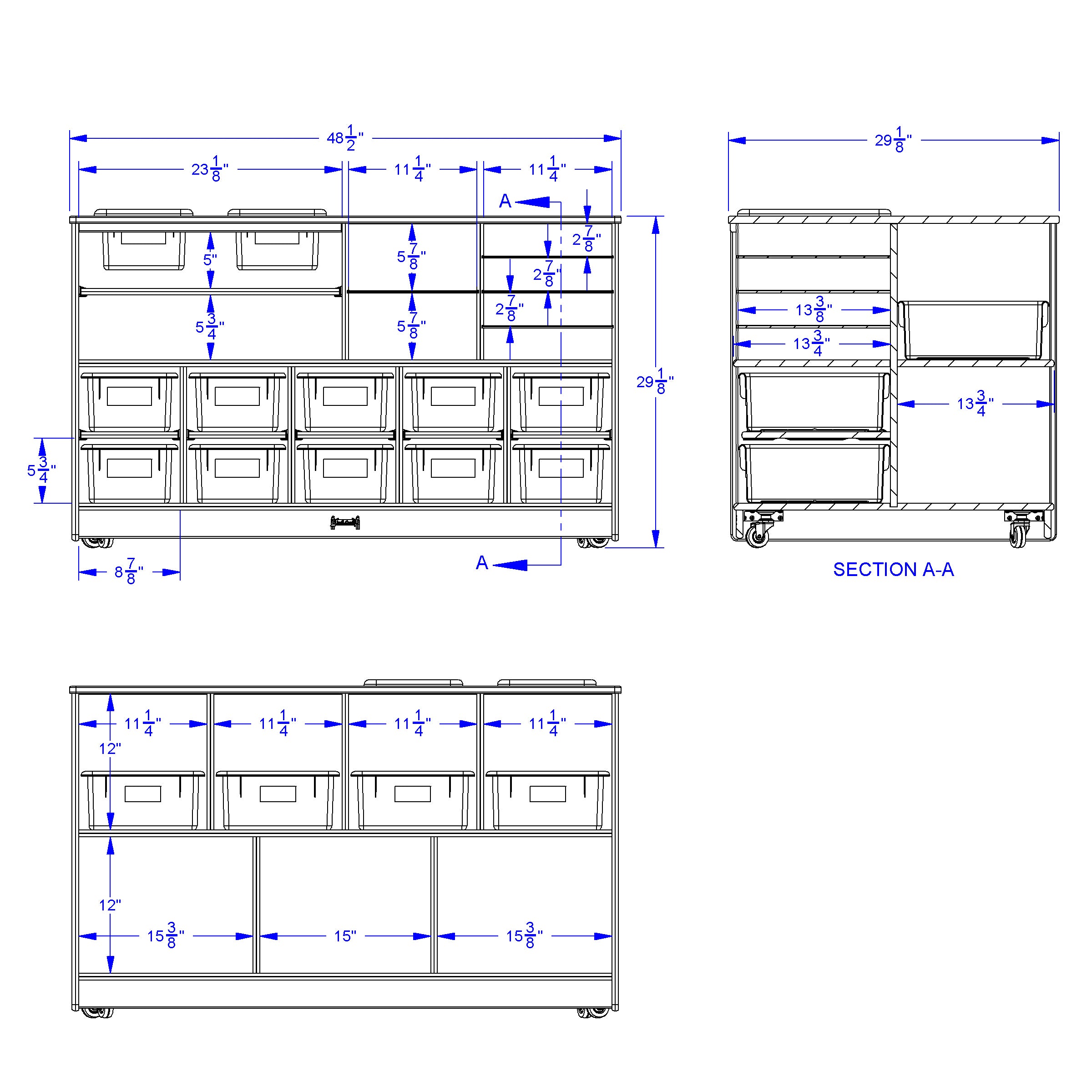 Jonti-Craft® Mobile Twin Storage Island - with Colored Trays
