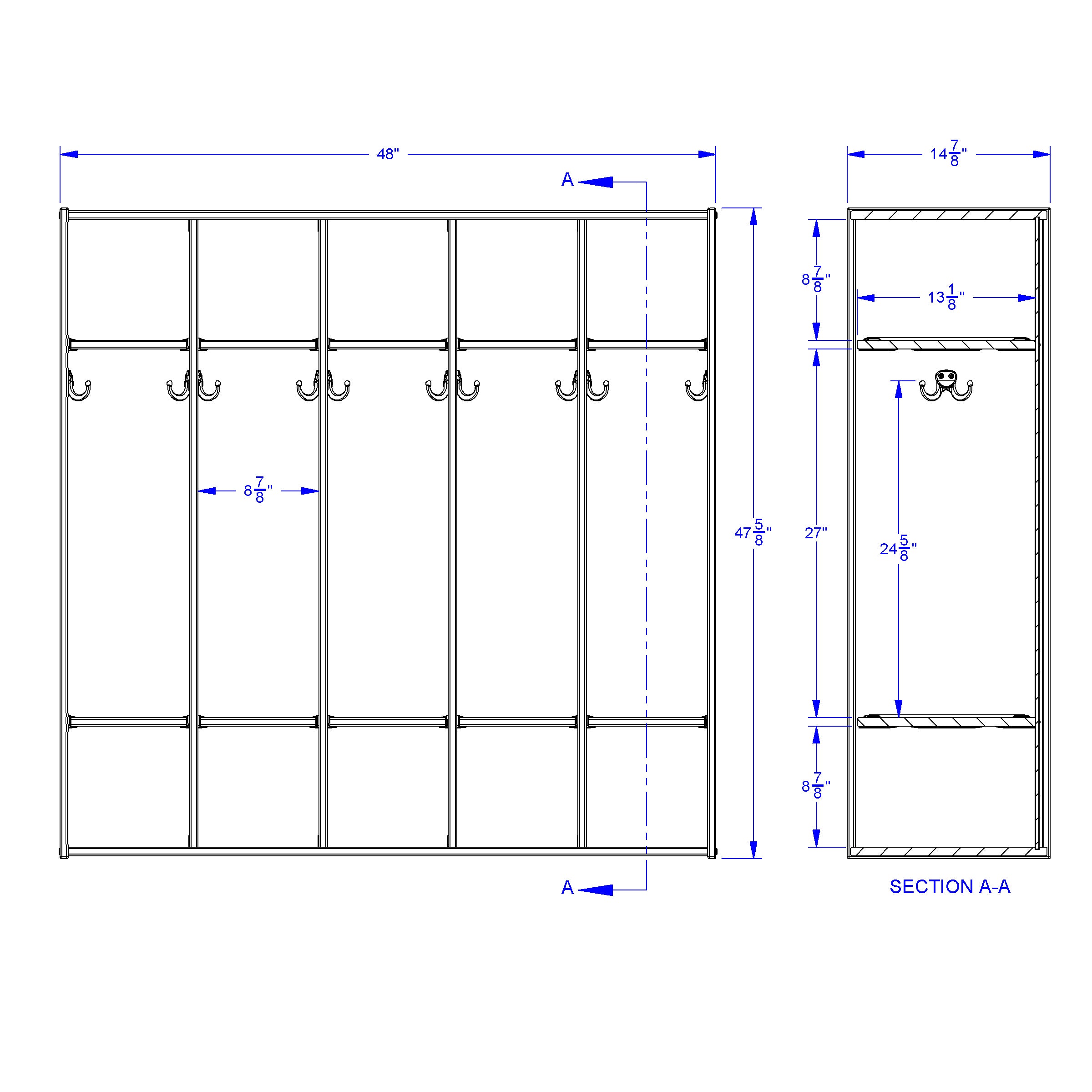 Young Time® 5 Section Coat Locker