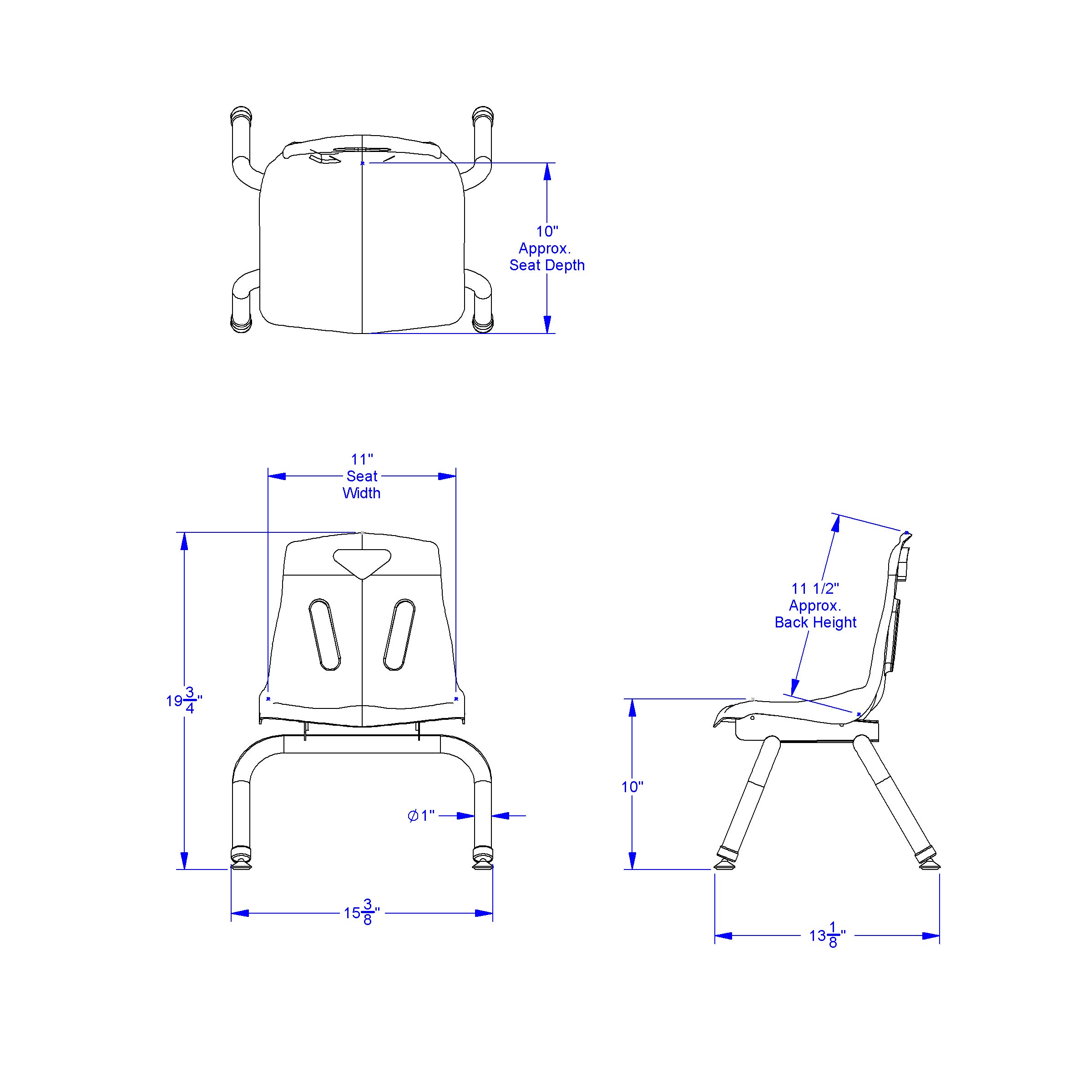 Berries® Stacking Chair with Chrome-Plated Legs - 10" Ht - Key Lime