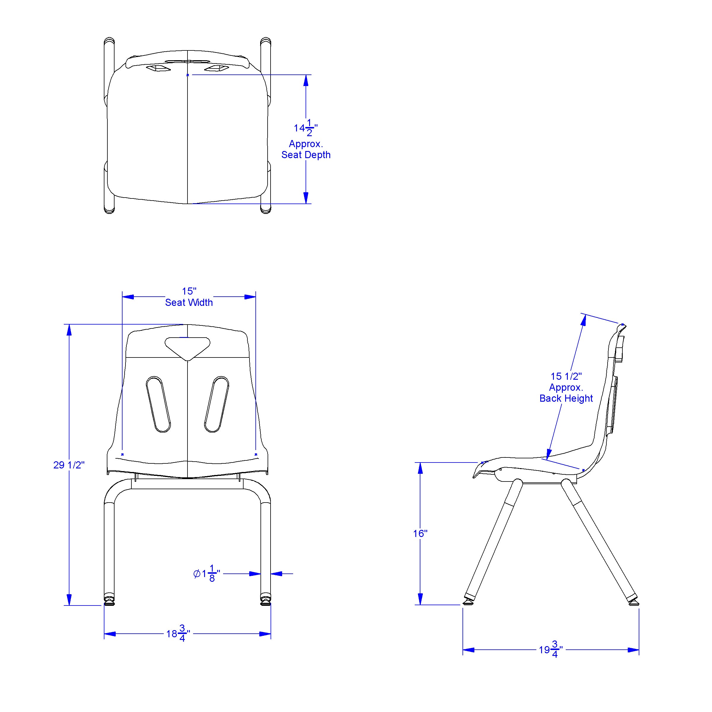Berries® Stacking Chair with Chrome-Plated Legs - 16" Ht - Key Lime