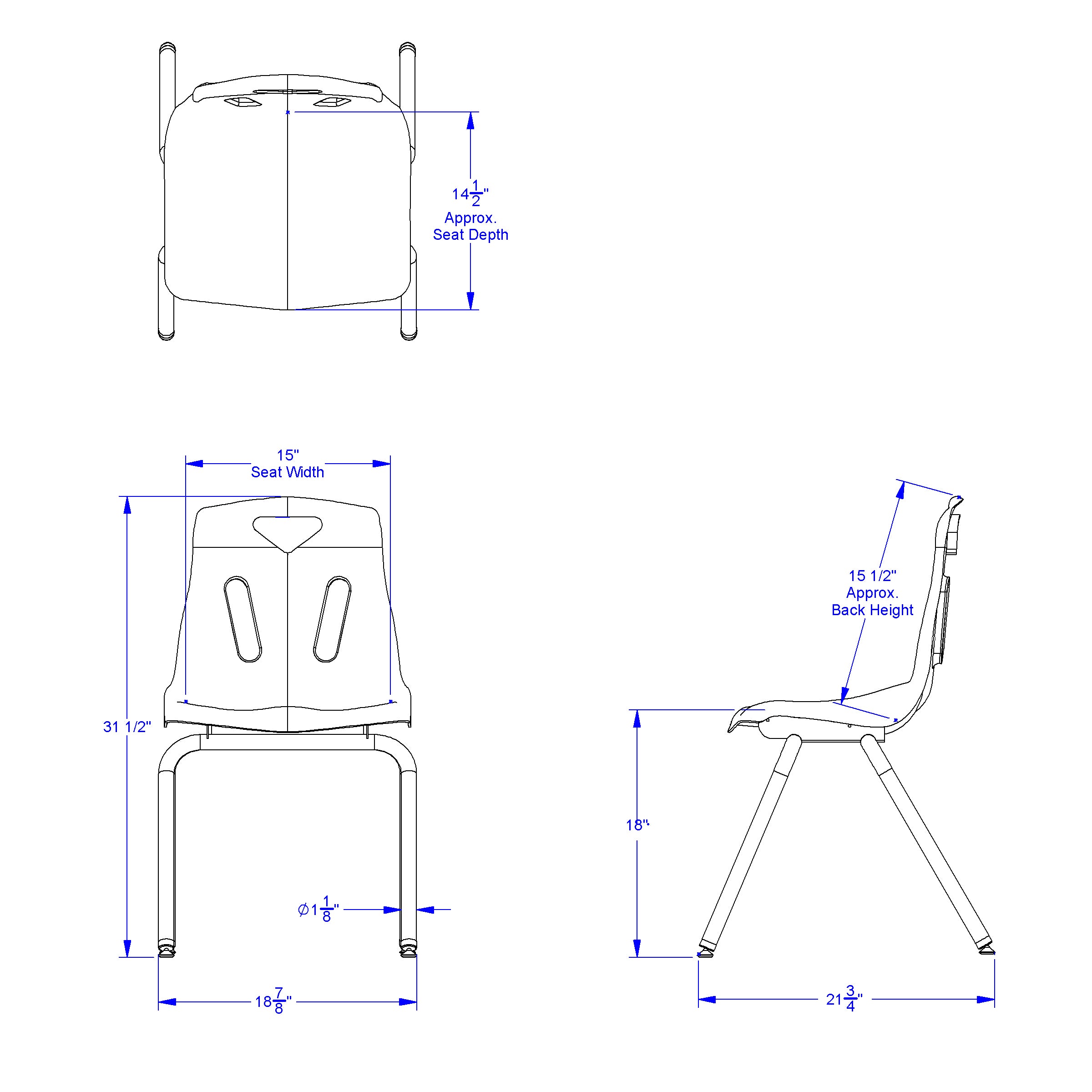 Berries® Stacking Chair with Chrome-Plated Legs - 18" Ht - Key Lime