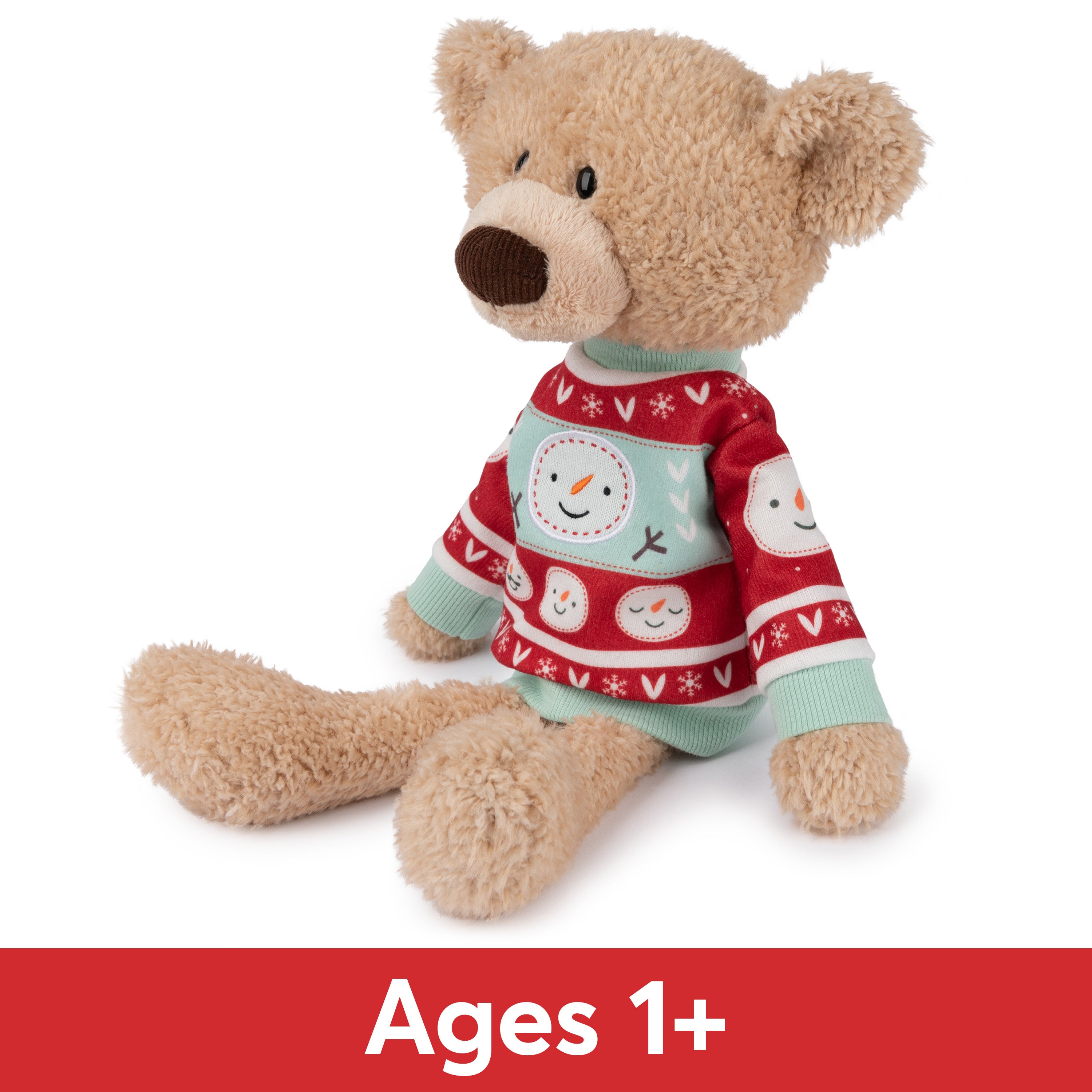 GUND Toothpick with Holiday Sweater, Classic Teddy Bear Stuffed Animal for Ages 1 and Up, Beige/Red/White, 15”