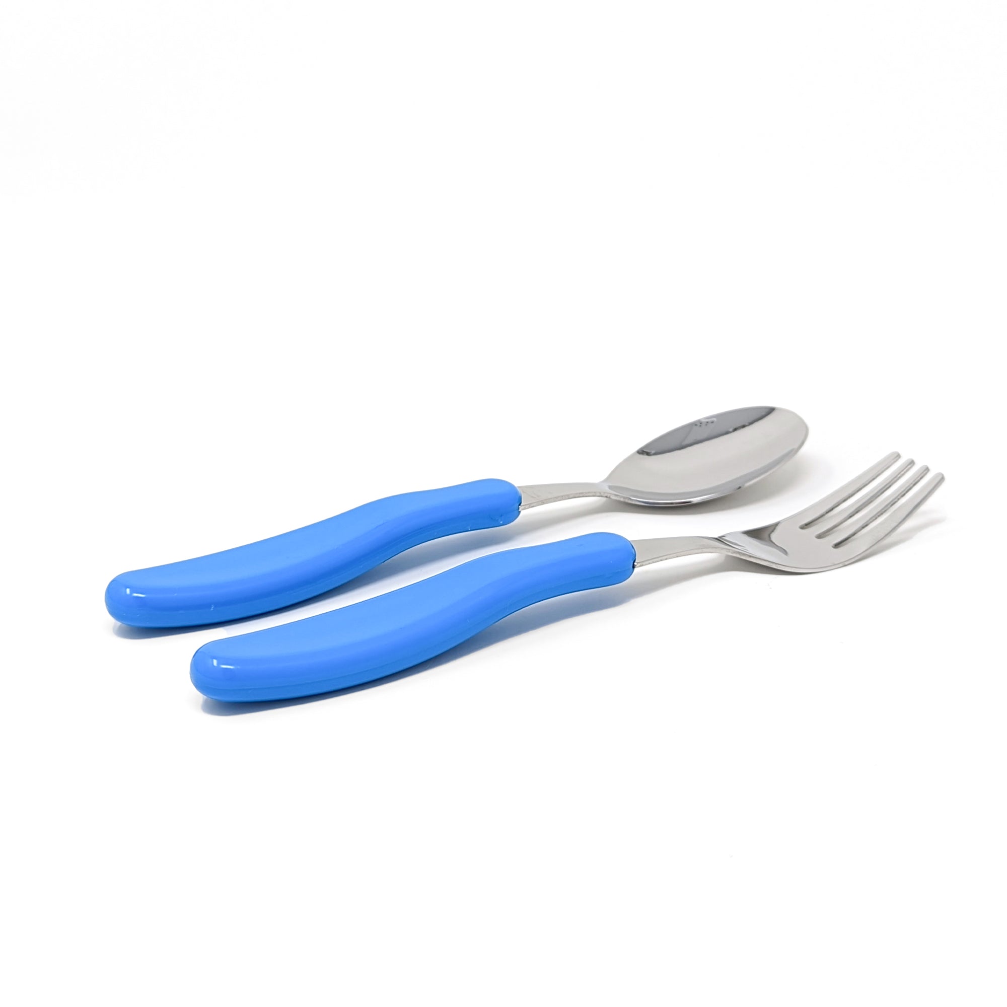 DinDin Smart Stainless Spoon & Fork Set / Plastic Handle / BLUE