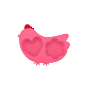Silicone steamer w/lid - chicken / pink