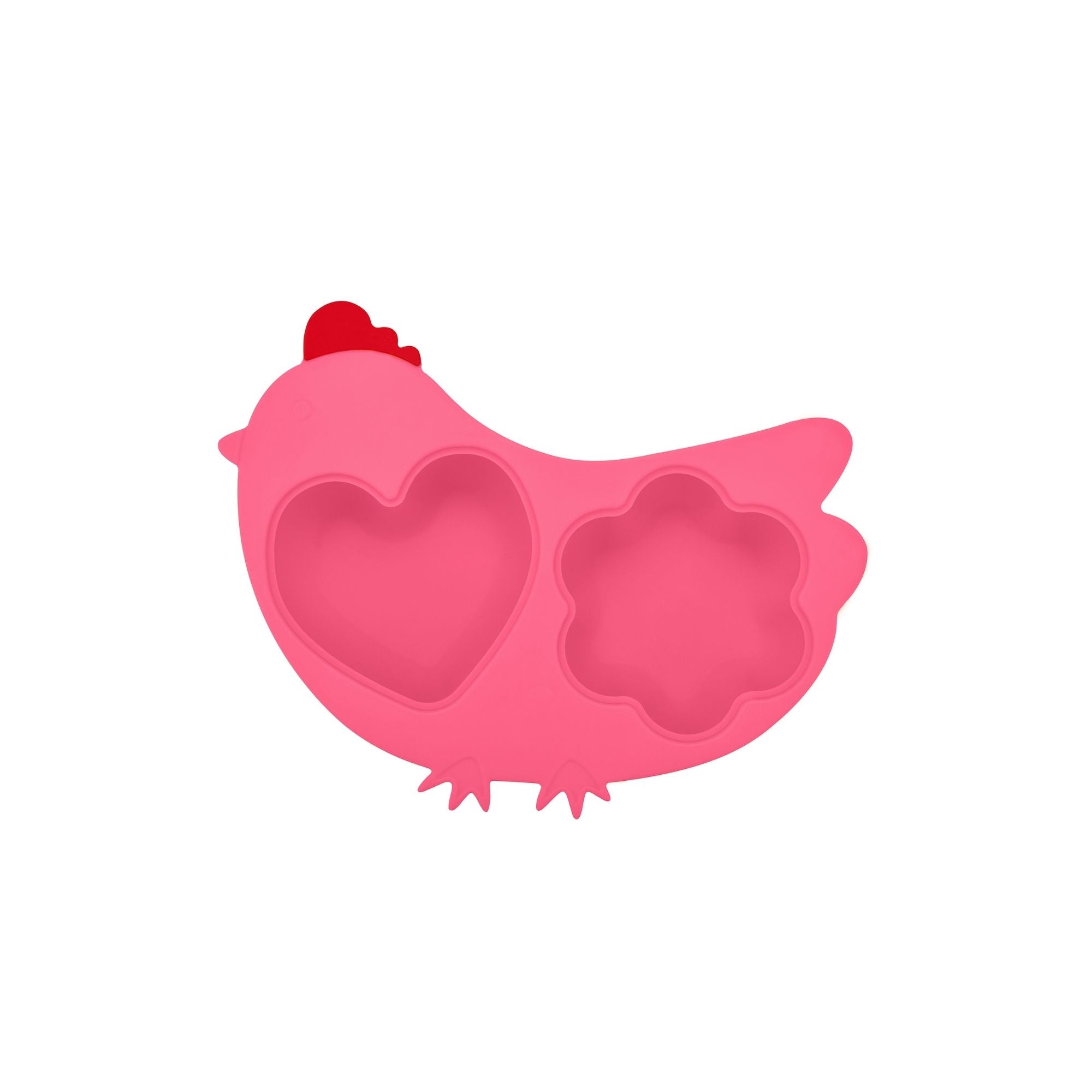 Silicone steamer w/lid - chicken / pink
