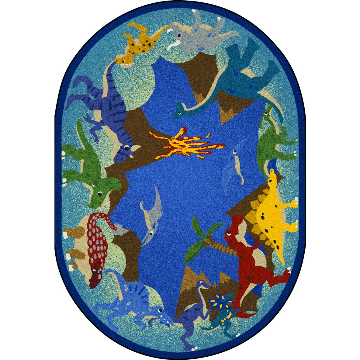 Dino Parade 3'10" x 5'4" Oval area rug in color Multi