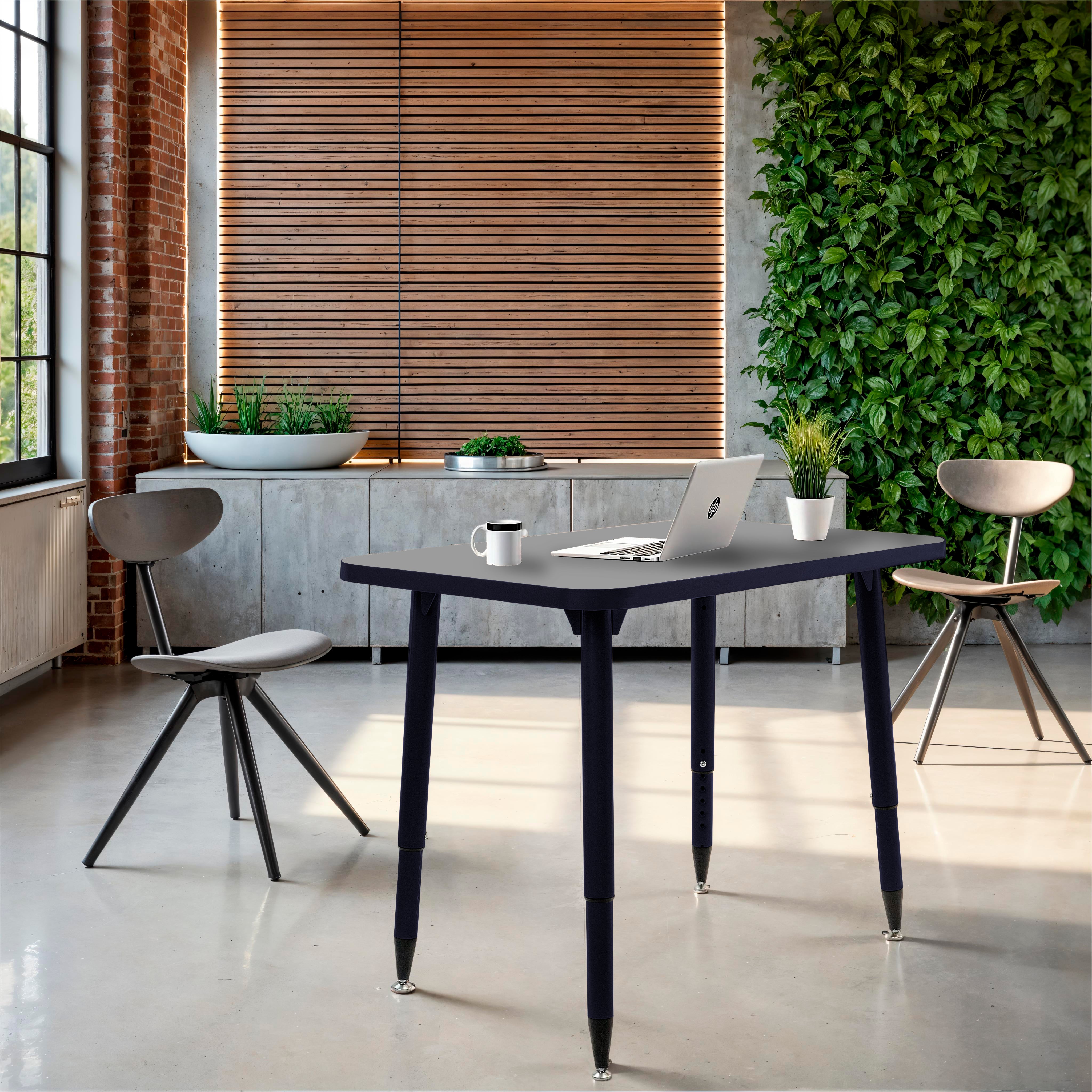 Adapte 24" x 36" Rectangle Thermofused Activity Table with Adjustable Tapered Legs - North Sea/Navy