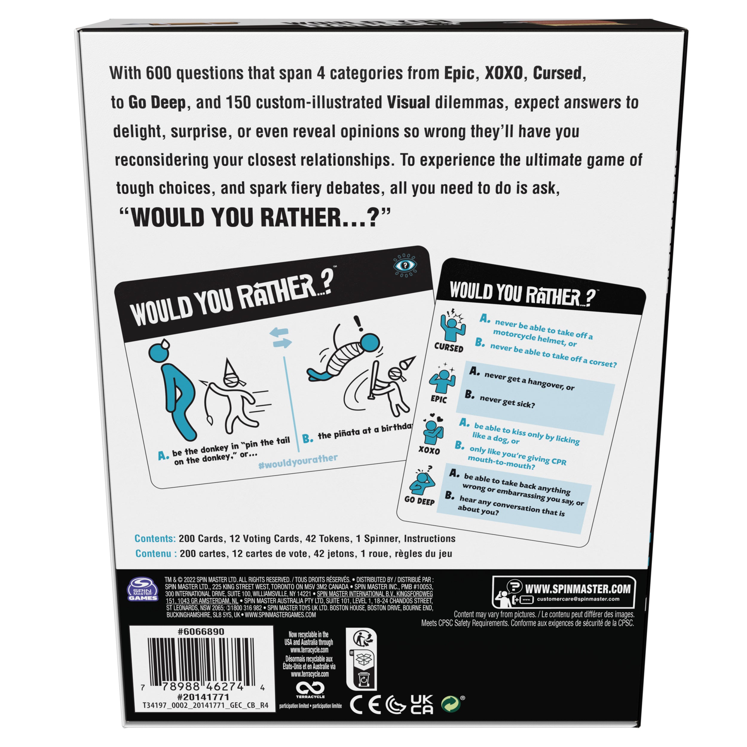 Spin Master Games, Would You Rather? Funny Party Card Game for College, Friendsgiving, Birthdays, & More, for Teens & Adults, 3-6 Players, for Ages 14 & Up