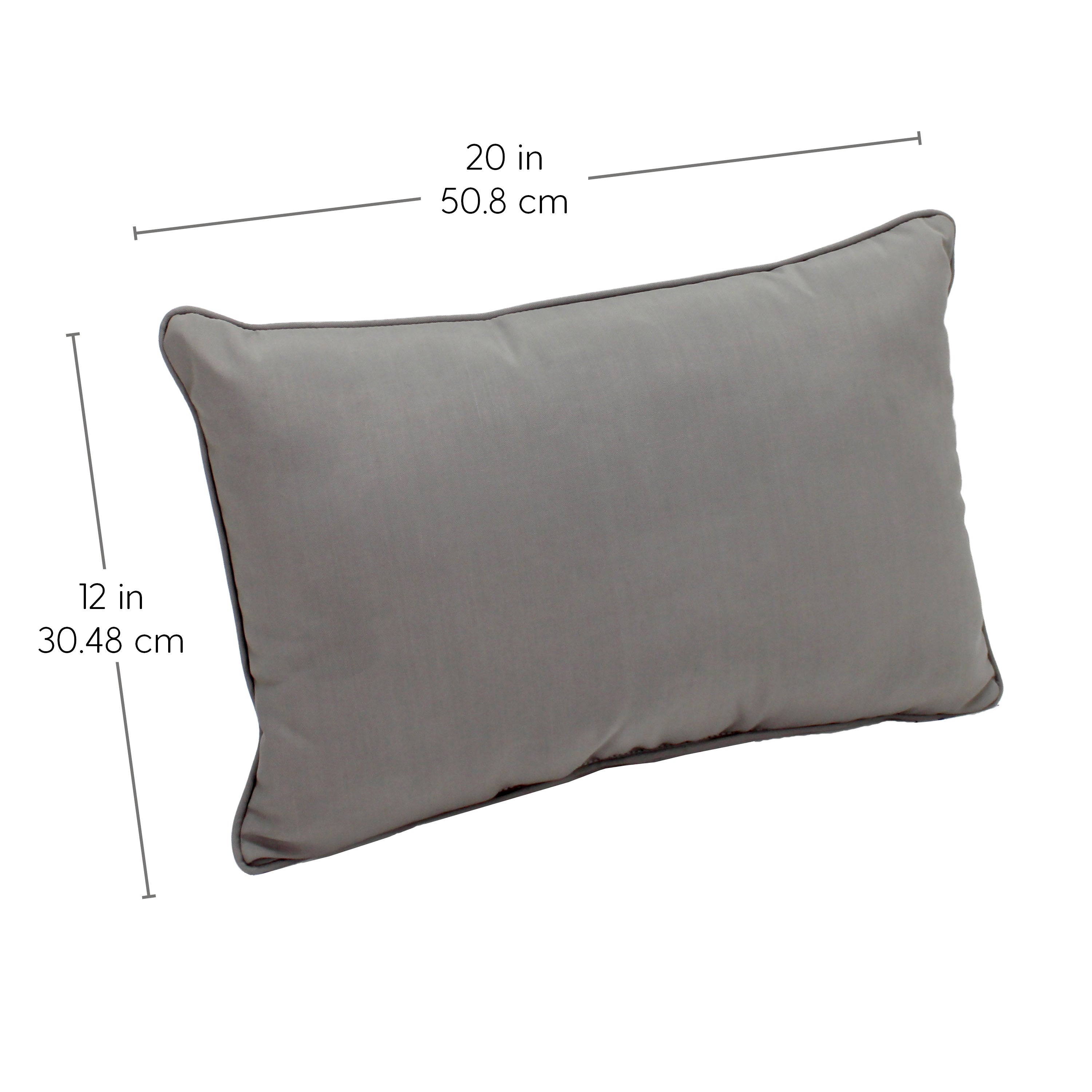 Presidio 12" x 20" Lumbar Indoor/Outdoor Pillow with Piping, 2-Piece - Gray