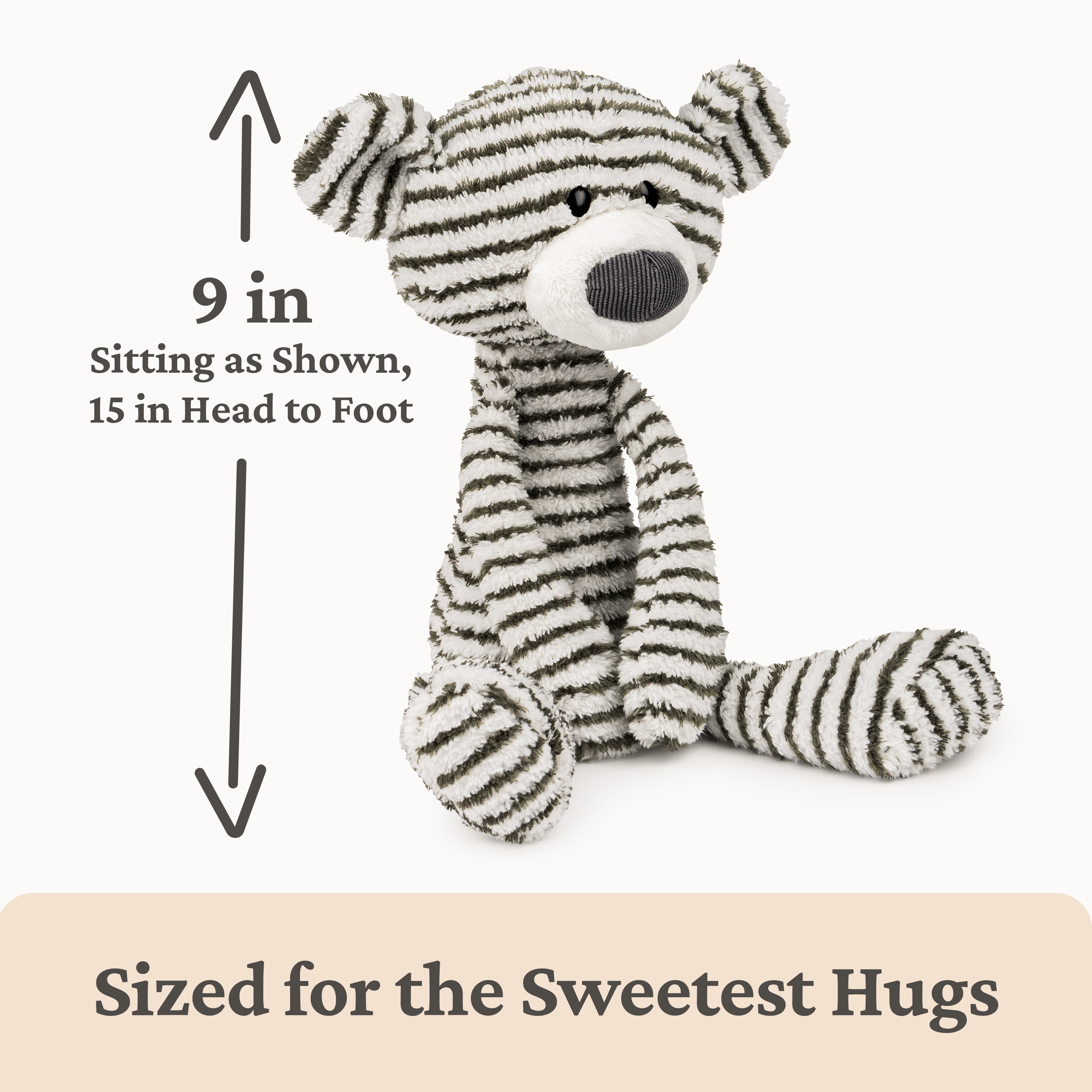 GUND Toothpick Stripes, Teddy Bear Stuffed Animal for Ages 1 and Up, Black/White, 15”