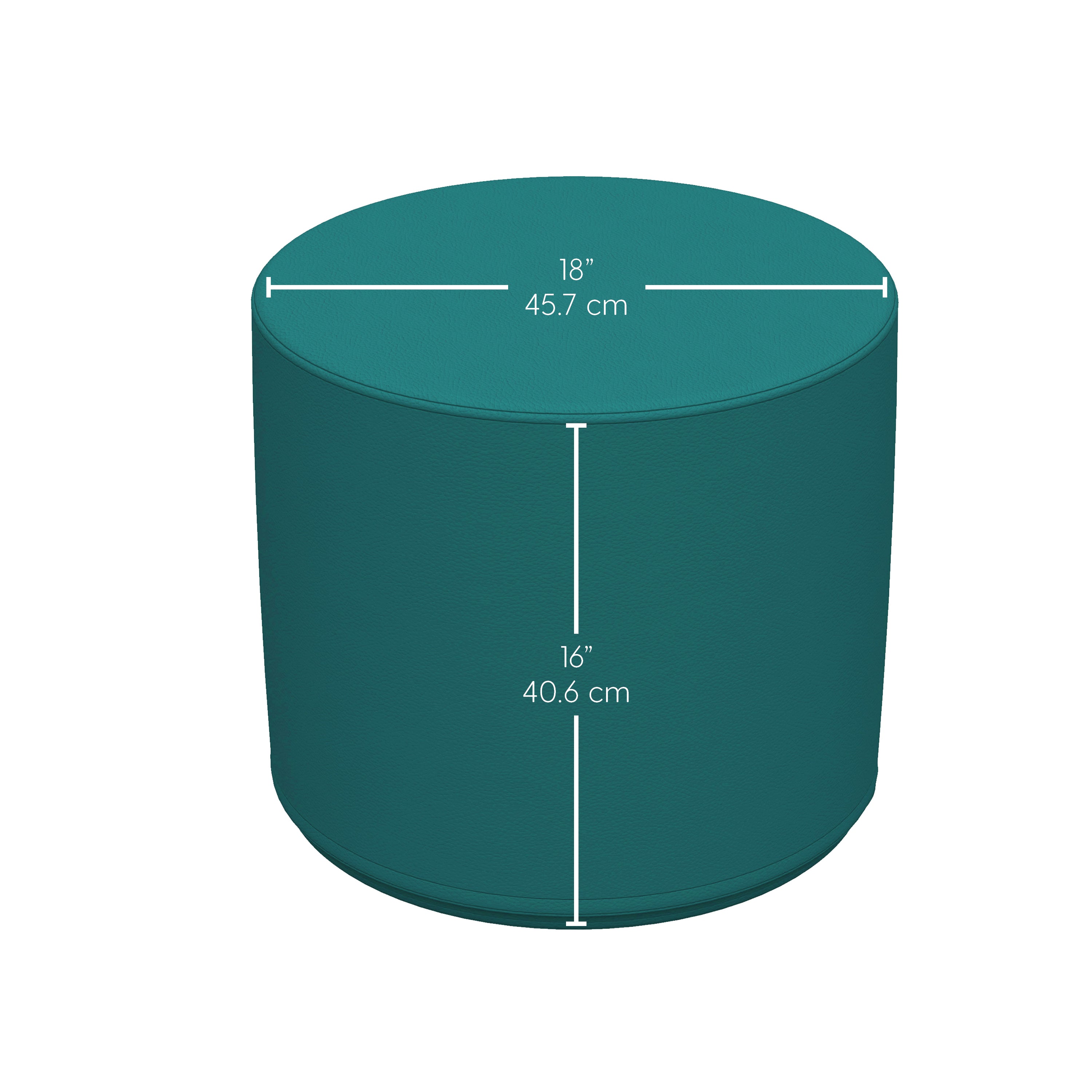 SoftScape 18" Round Ottoman 16" Height, 2-Piece - Raspberry/Teal