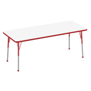 30" x 72" Rectangle Dry-Erase Activity Table with Adjustable Standard Ball Glide Legs - Whiteboard/Red